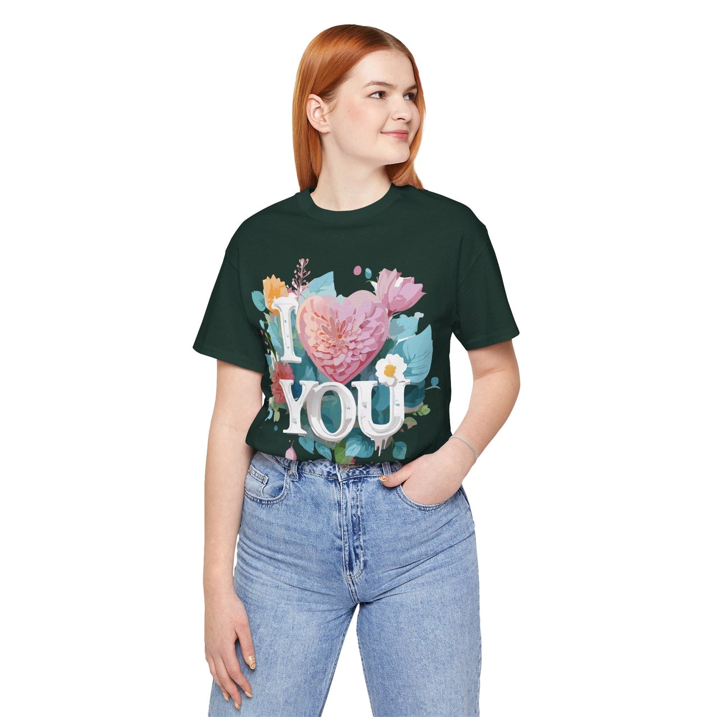 Valentine Day Graphic Unisex 100 Cotton Vintage Artwork with Love and Flower Design Tee 9