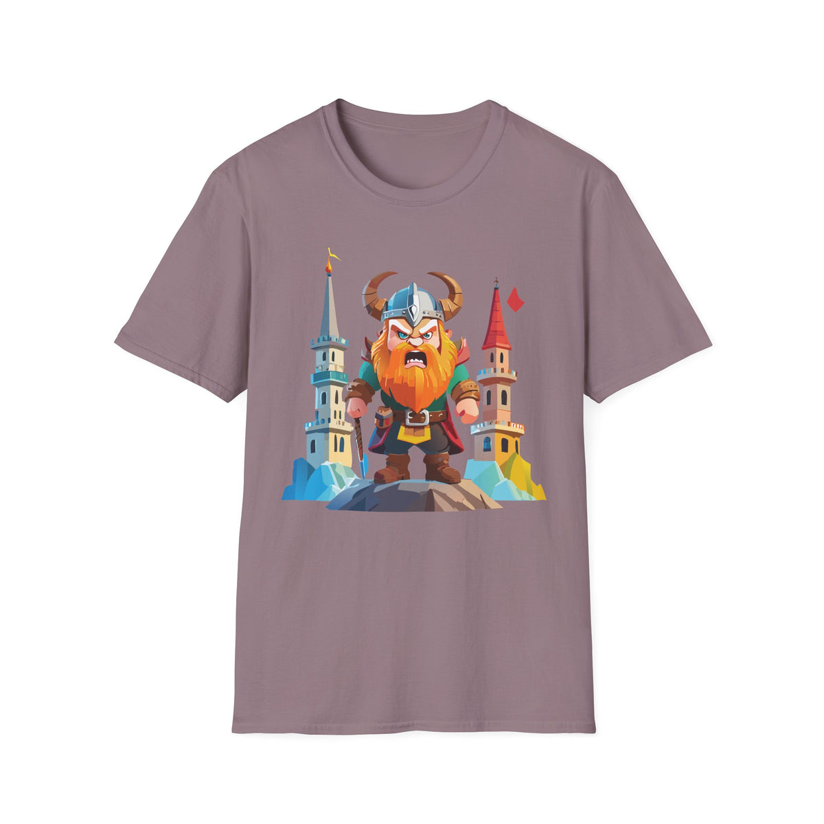 Fierce Viking Warrior T-Shirt | Cartoon Norse Helmet Illustration