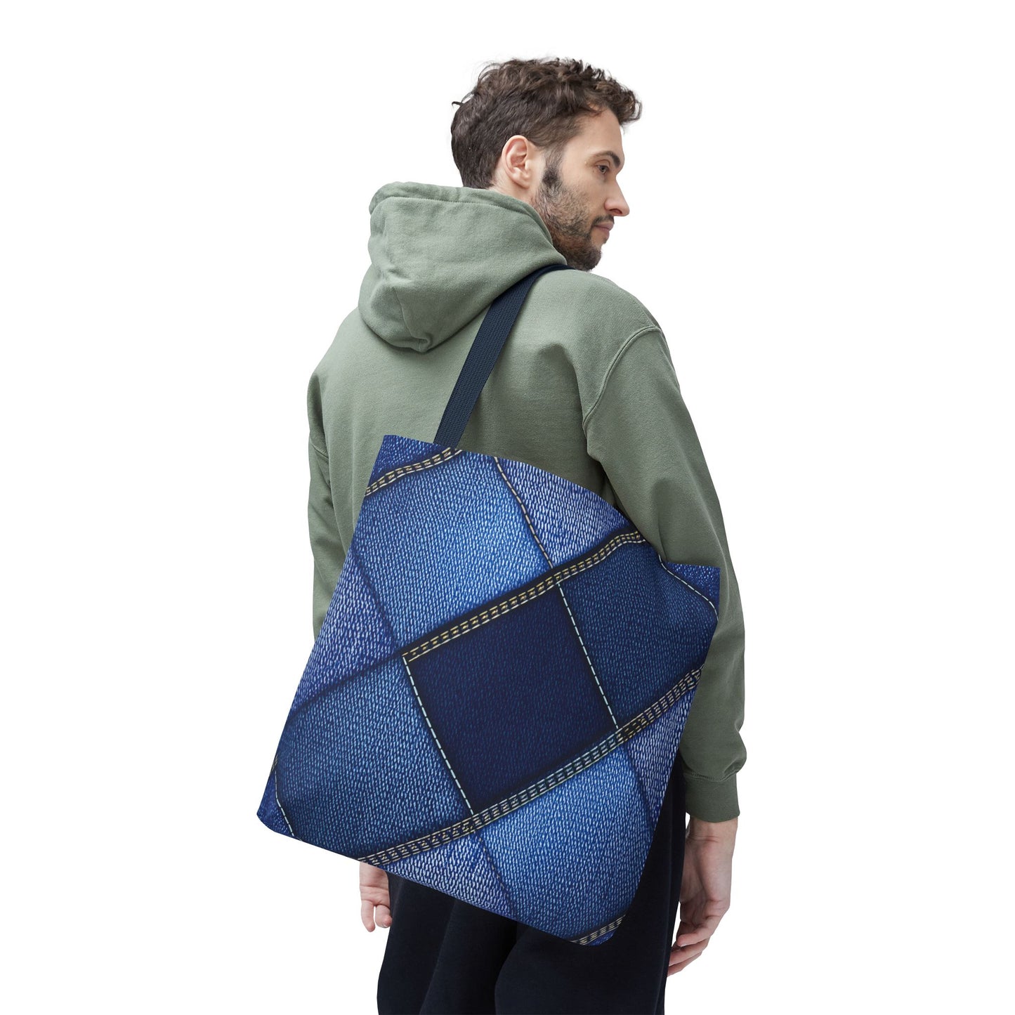 Denim Fabric Imitation Print Unisex Canvas Bag Poly Spun 3 Sizes Tote Bag 105