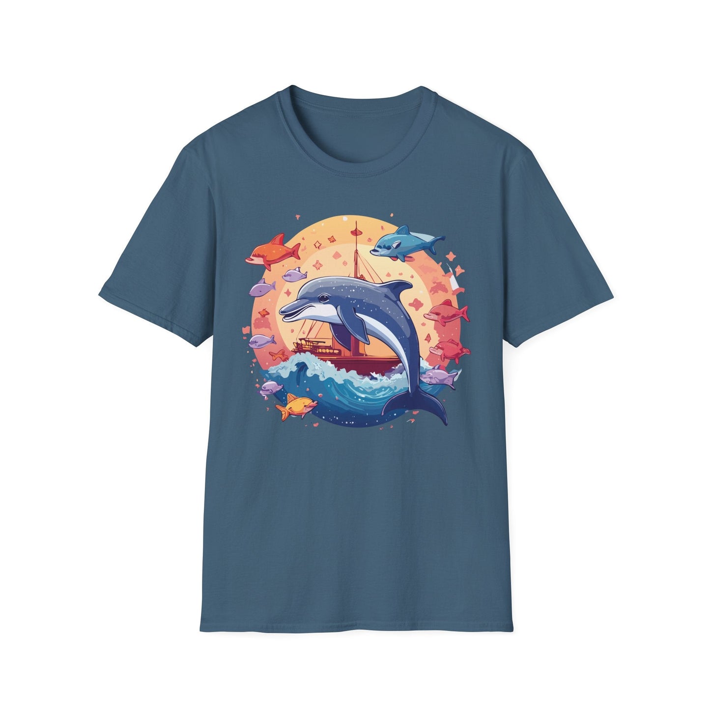 Dolphin Shirt Unisex Softstyle Cotton Tee 100 Percent Ring Spun Lightweight Breathable
