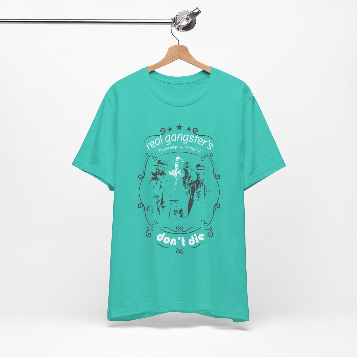 Real Gangsters Don't Die T-Shirt Vintage Outlaw Illustration Retro Biker Tee A-3