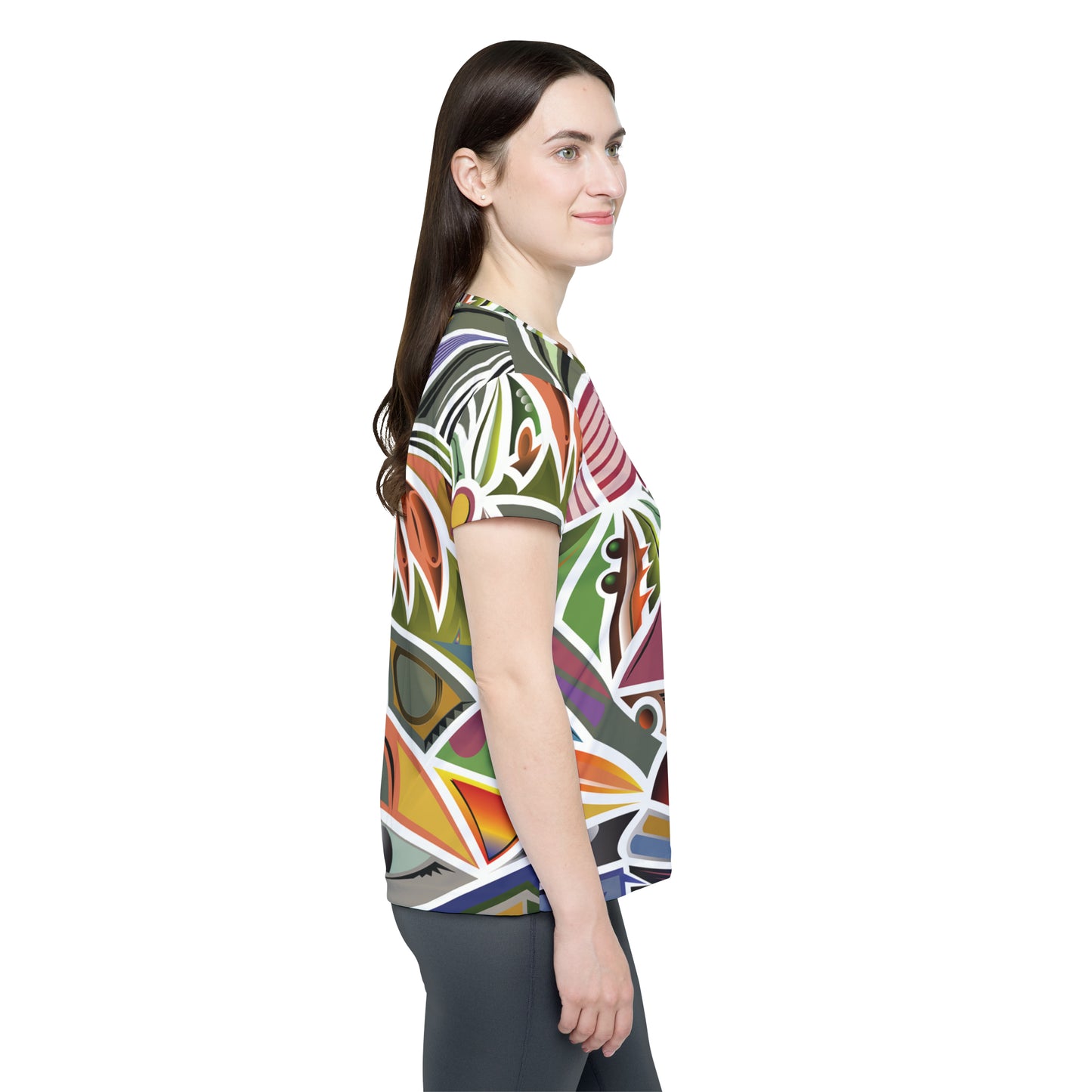 Poly Jersey Tee Shirt with abstract prints