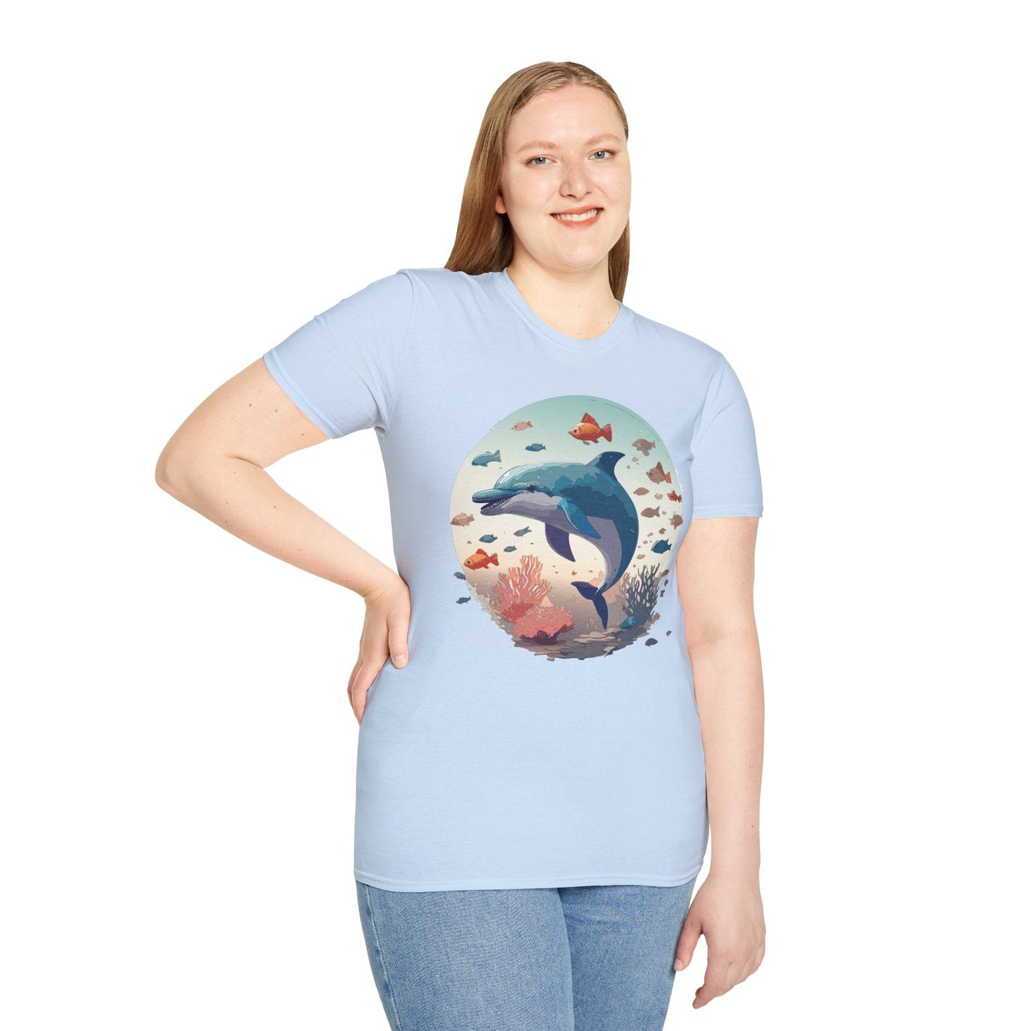 Dolphin Shirt Unisex Softstyle T Shirt Gildan 64000 100 Percent Ring Spun Cotton Lightweight Tee