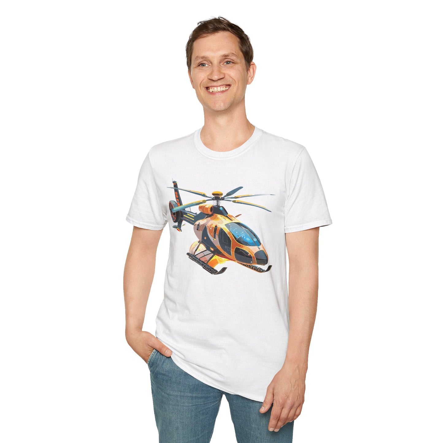 Unisex Helicopter Chopper T Shirt Softstyle 64000 Gildan Durable Lightweight Tee Design