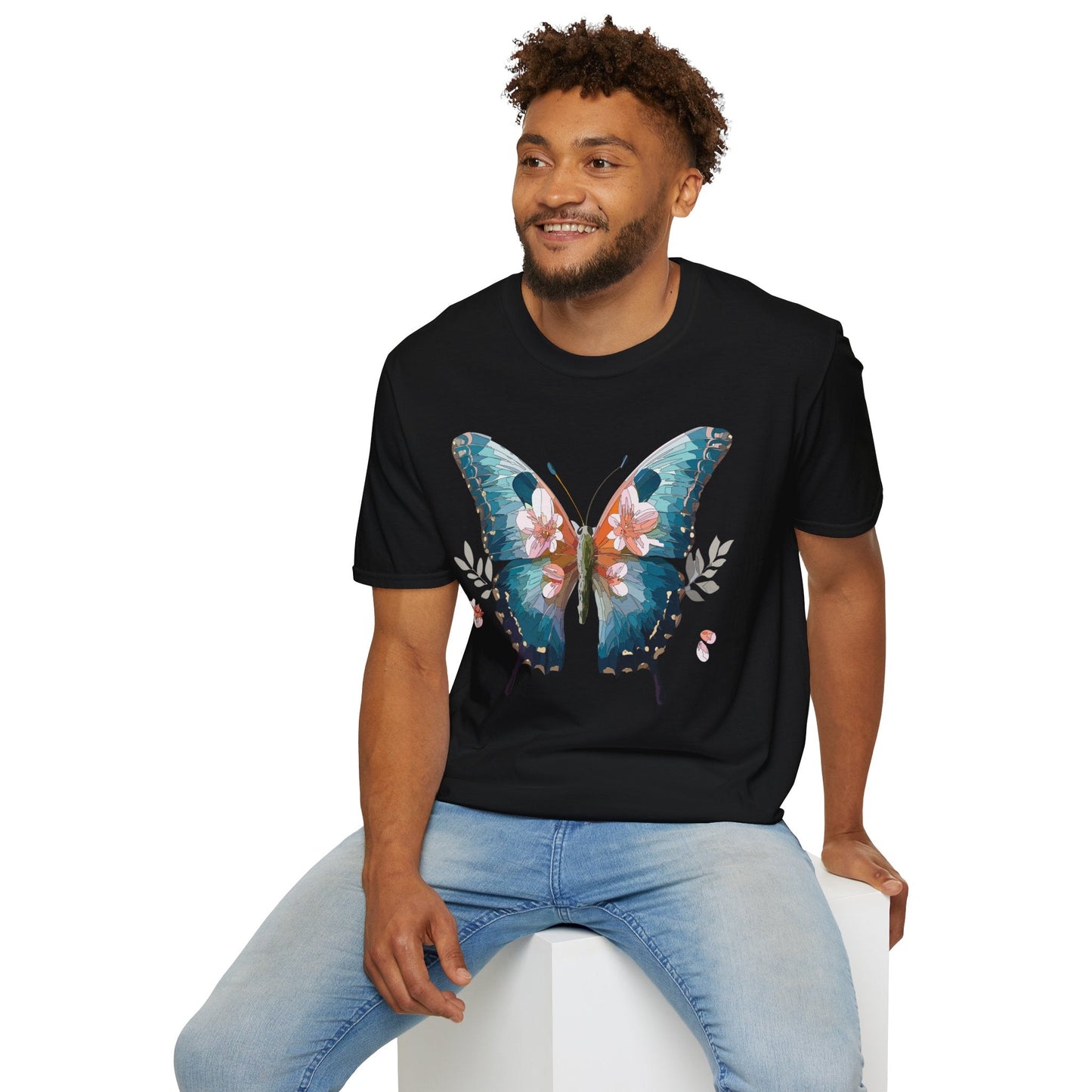 Butterfly Shirt Unisex T Shirt Monarch Butterfly Print Gildan Softstyle 64000 Cotton Tee Classic