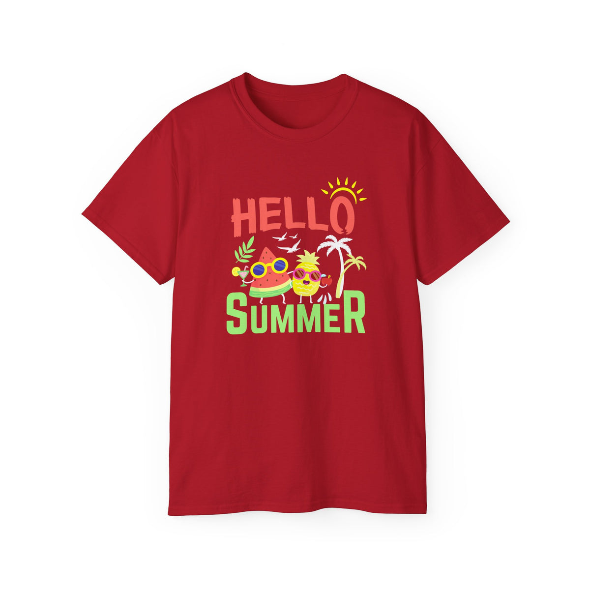 Hello Summer T-Shirt | Sunglasses Pineapple Palm Tree Summer Tee
