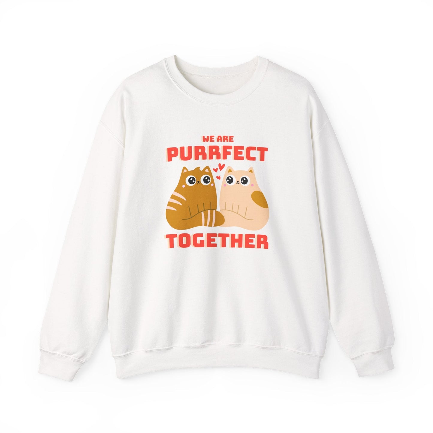 Cat Heart Sweatshirt Unisex 50/50 Cotton-Poly Blend Valentine Gift For Cat Lovers