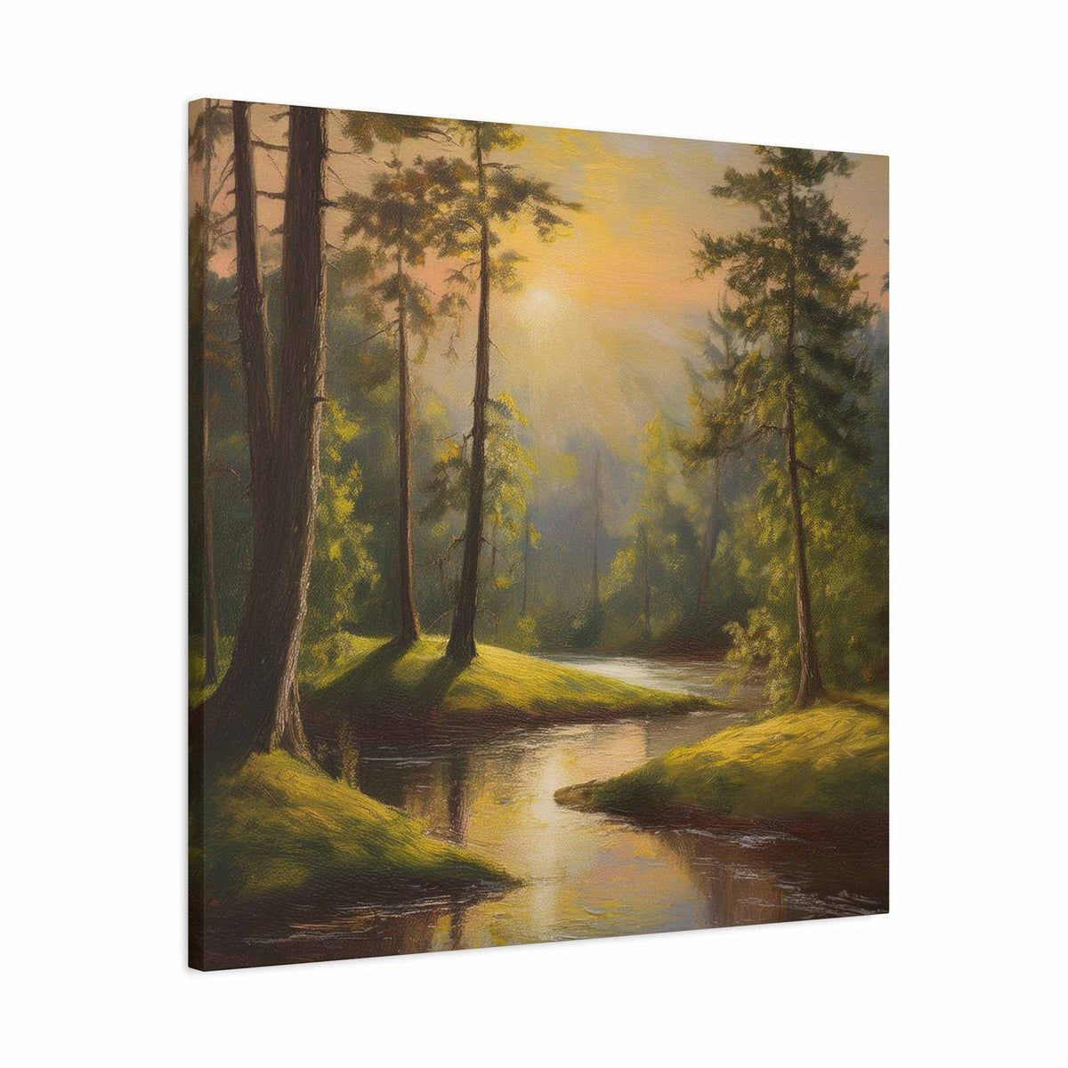 Forest Print Canvas, Trees Oil Paint Print 20x20, 24x24, 30x30, 32x32, 36x36 Art Design Print Pine-Wood Inner Frame MC-68