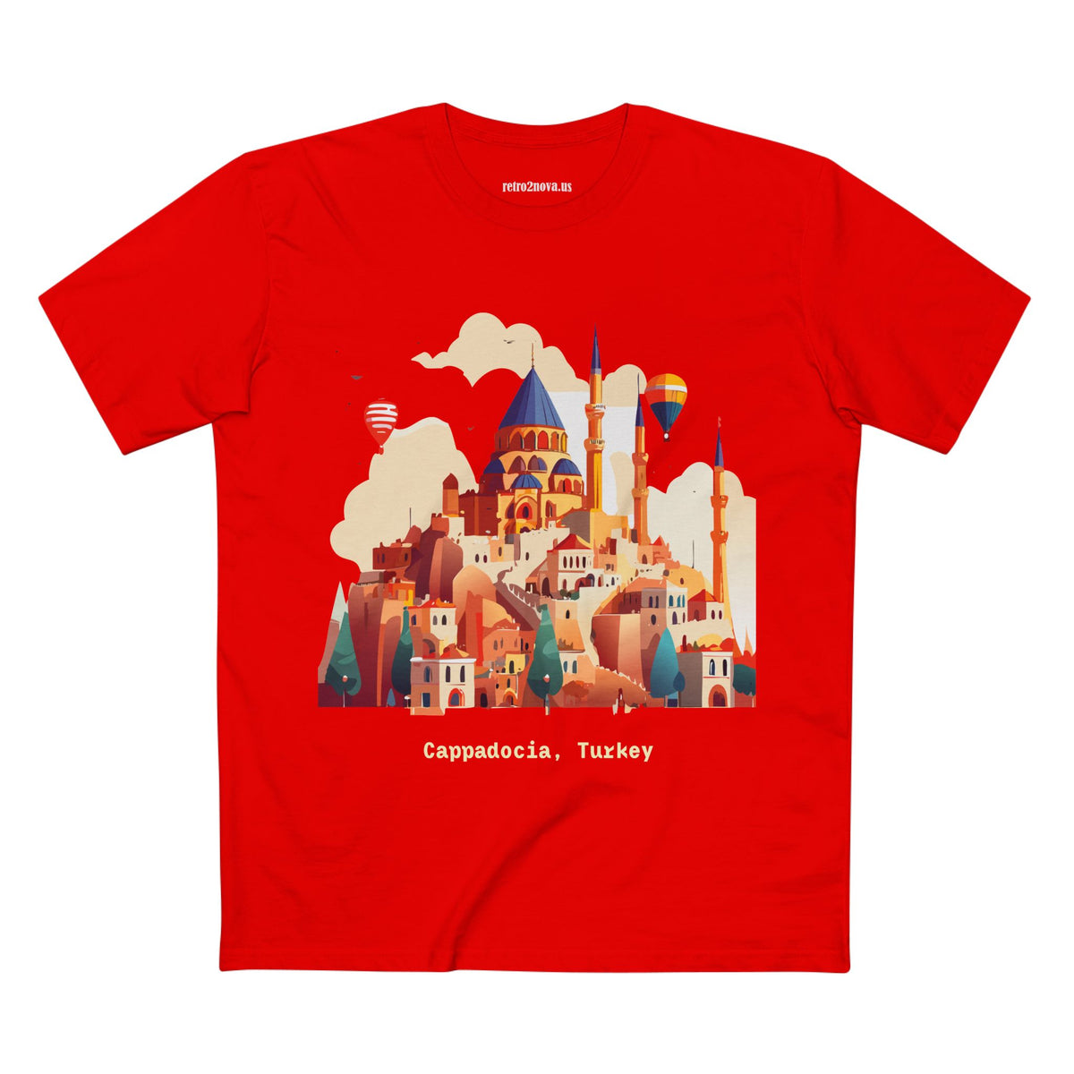Cappadocia Turkey Illustration T-Shirt | Hot Air Balloons, Skyline