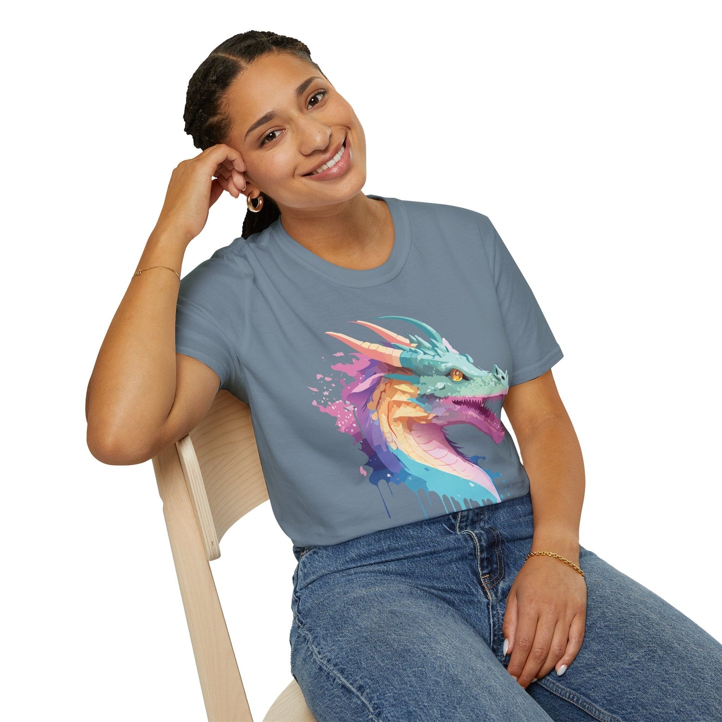 Dragon Graphic Tee Unisex Short Sleeve Dragon Shirt With Animal Design Gildan SoftStyle 64000