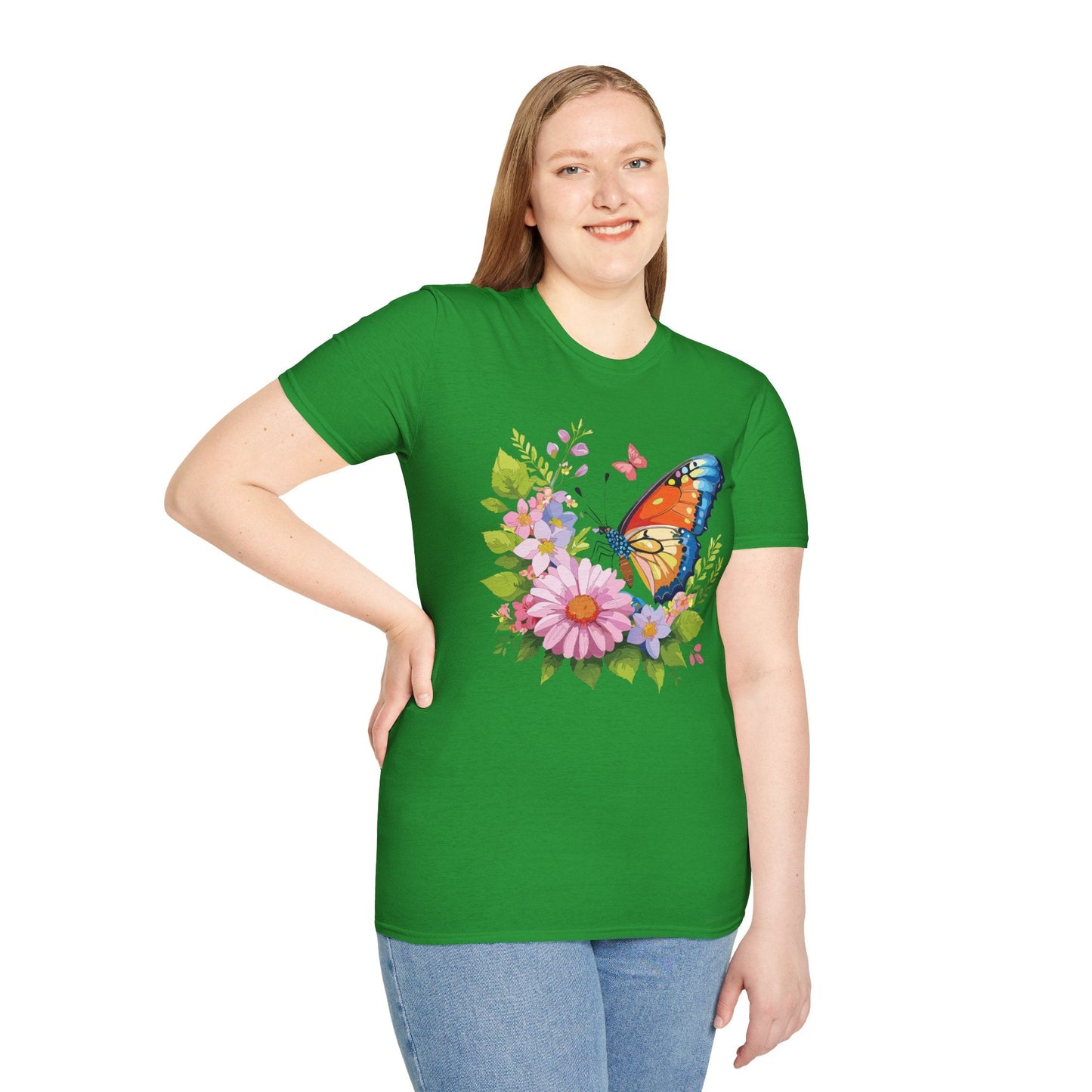 Butterfly T Shirt Unisex Short Sleeve Gildan Softstyle 64000 Monarch Butterfly Design Graphic