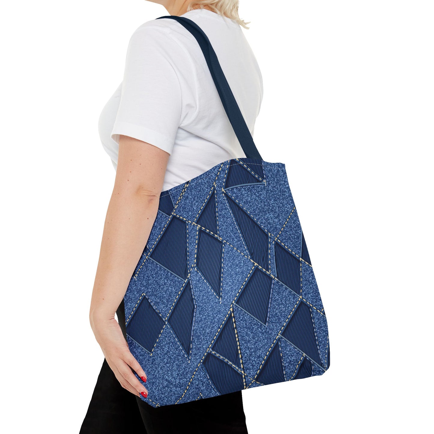 Denim Fabric Imitation Print Unisex Canvas Bag Poly Spun 3 Sizes Tote Bag 103