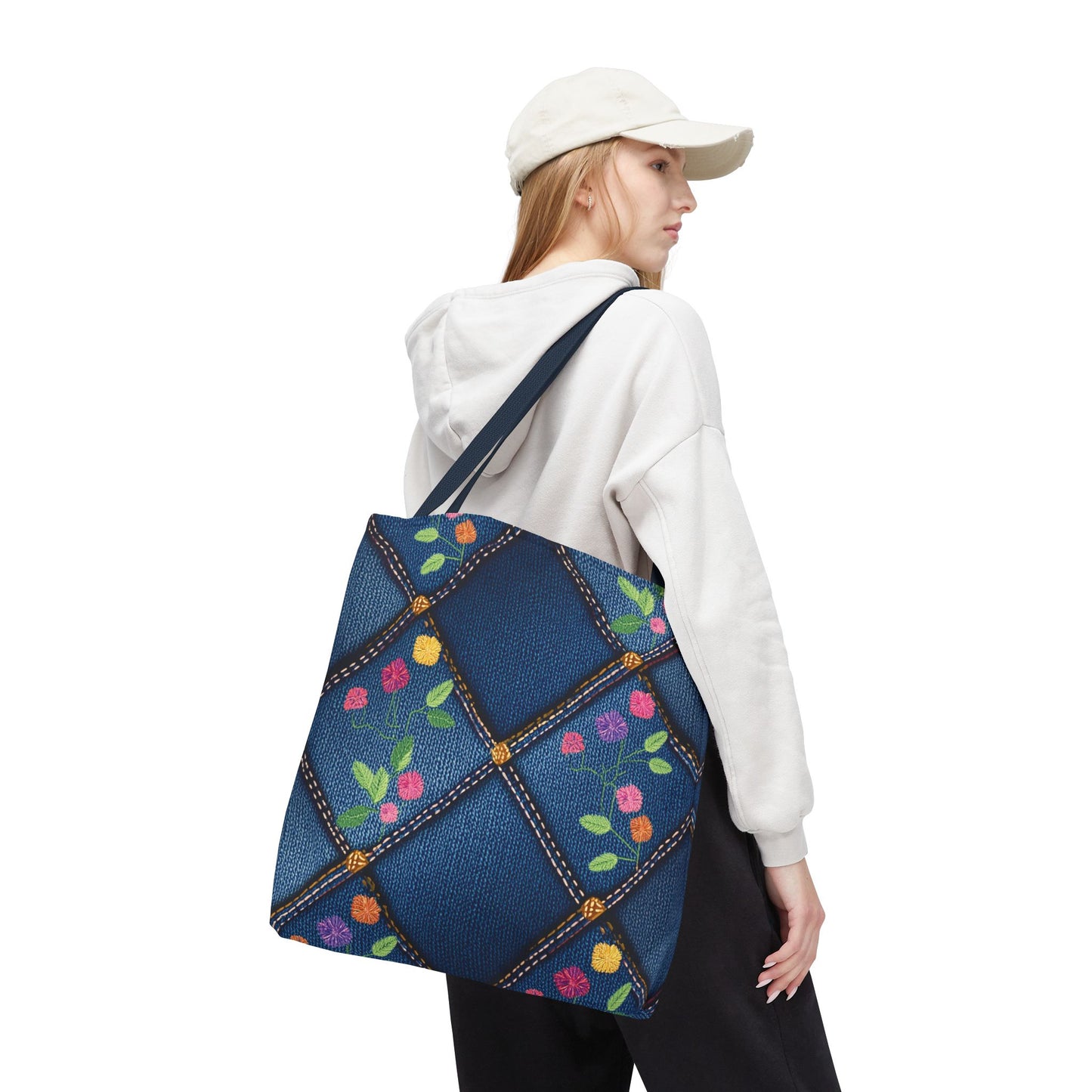 Denim Fabric Imitation Print Unisex Canvas Bag Poly Spun 3 Sizes Tote Bag 124