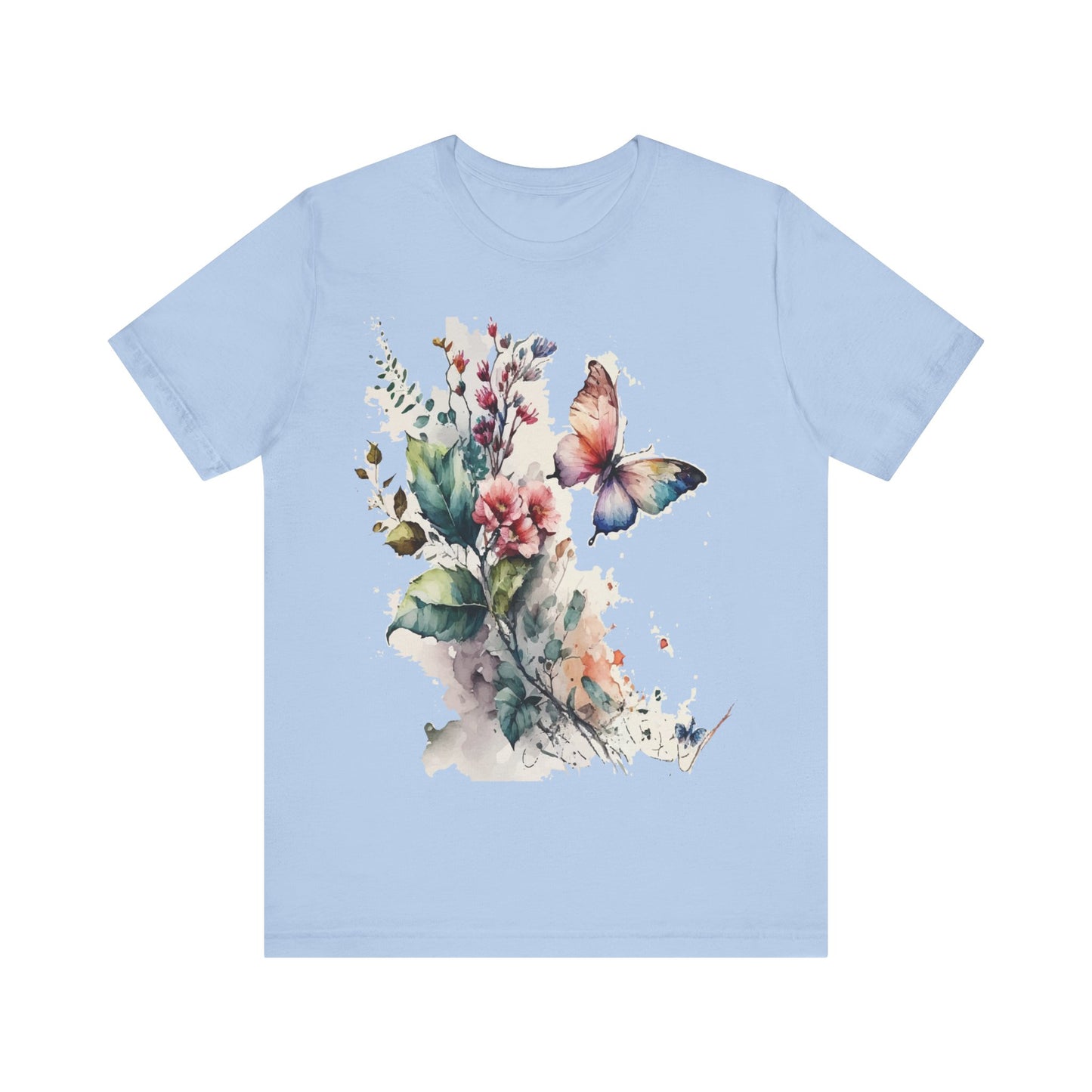 Cotton Tee Shirt with Butterfly Prints