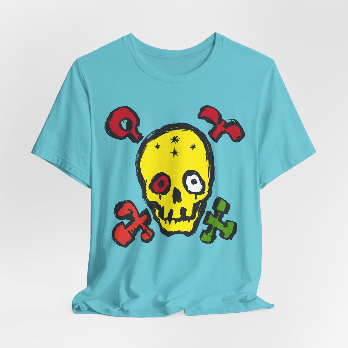 Yellow Skull Graphic Design Tee, Skull Shirt, Vintage Tees, Art Design T-Shirt, Vintage Graphic Tee, Art Shirts with Skulls