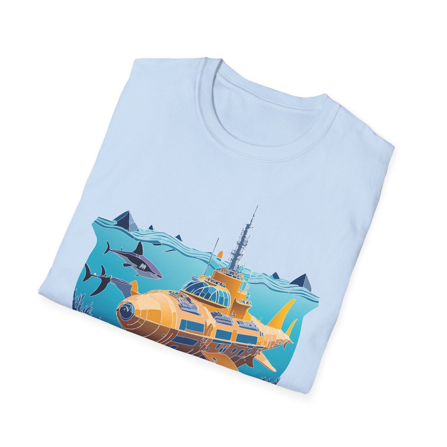 Ocean Tee Shirt Unisex Gildan Softstyle 64000 Ocean Theme Tee With U Boat Design