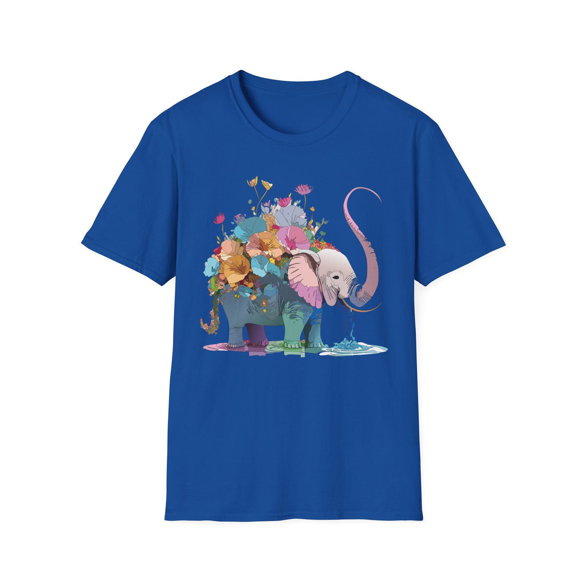 Floral Elephant T-Shirt | Watercolor Flowers, Pastel Safari Art