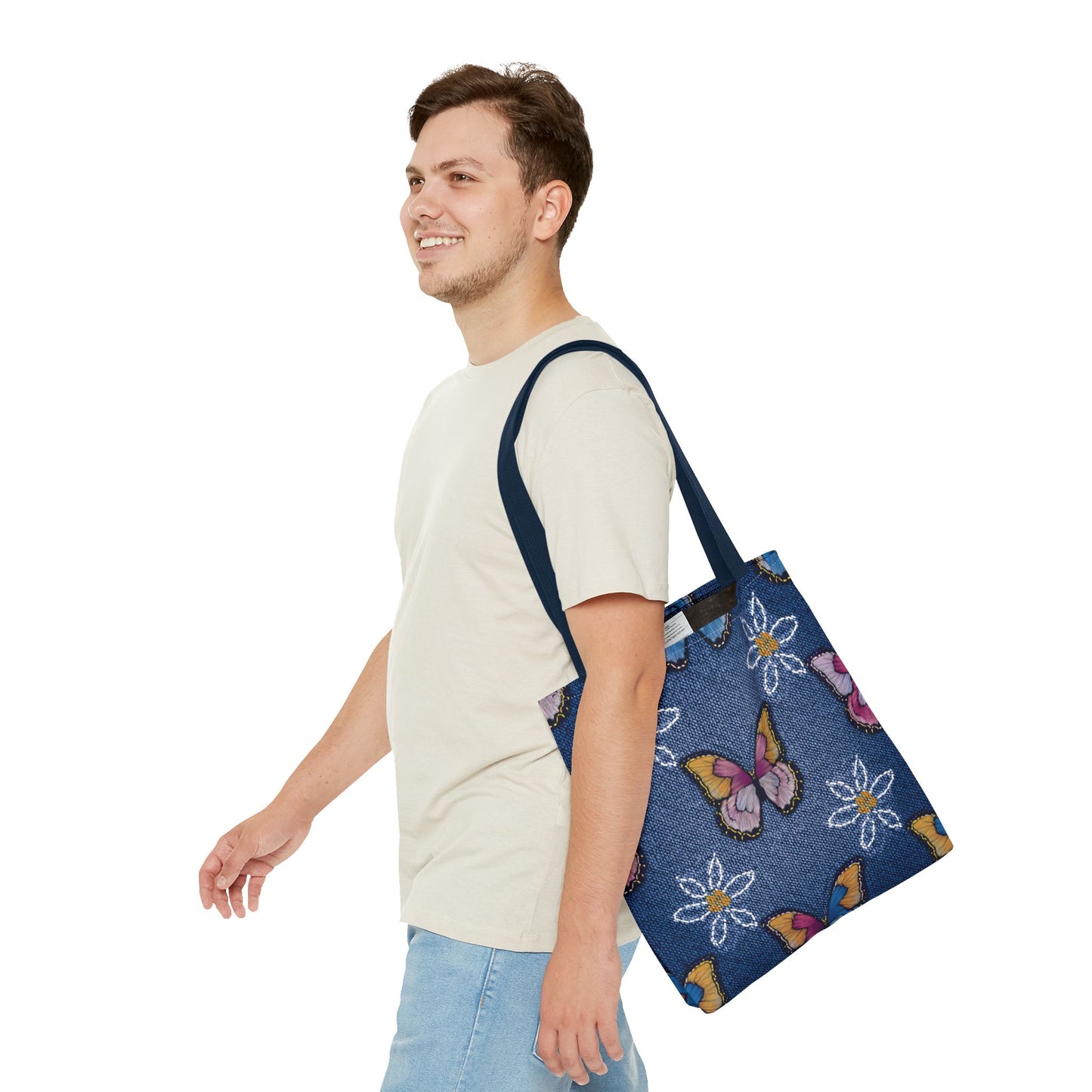 Denim Fabric Imitation Print Unisex Canvas Bag Poly Spun 3 Sizes Tote Bag 178