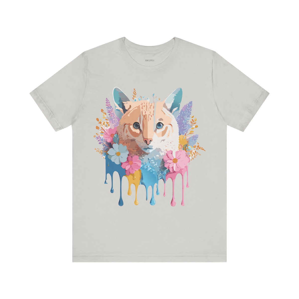 Cat Graphic Unisex Cotton Bella+Canvas Tee with Art Animal Design e204