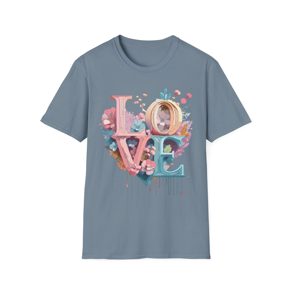 Floral LOVE typography T-Shirt | Pastel botanical letters tee