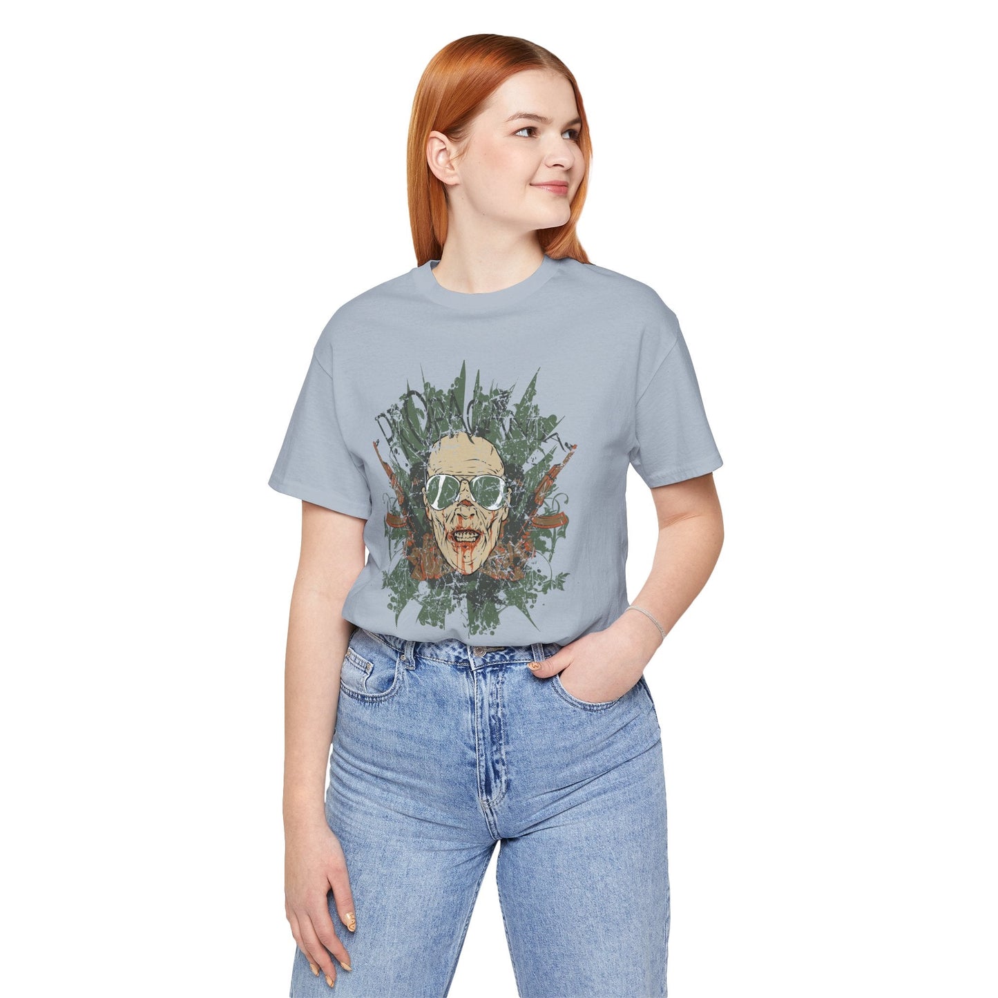Retro Skull Floral Graphic Design Unisex Cotton T-Shirt G-2