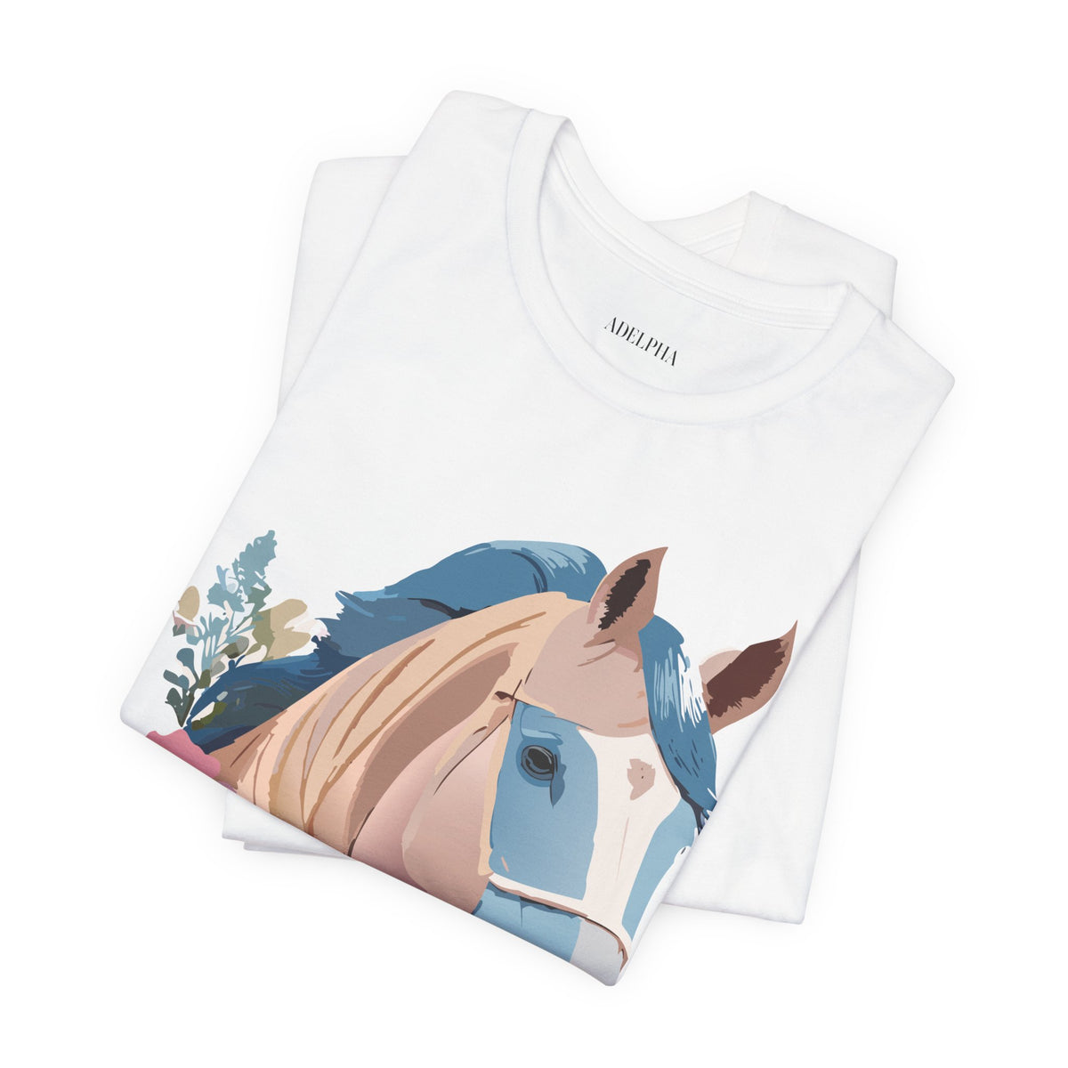 Horse Graphic Unisex Cotton Bella+Canvas Tee with Art Animal Design e308