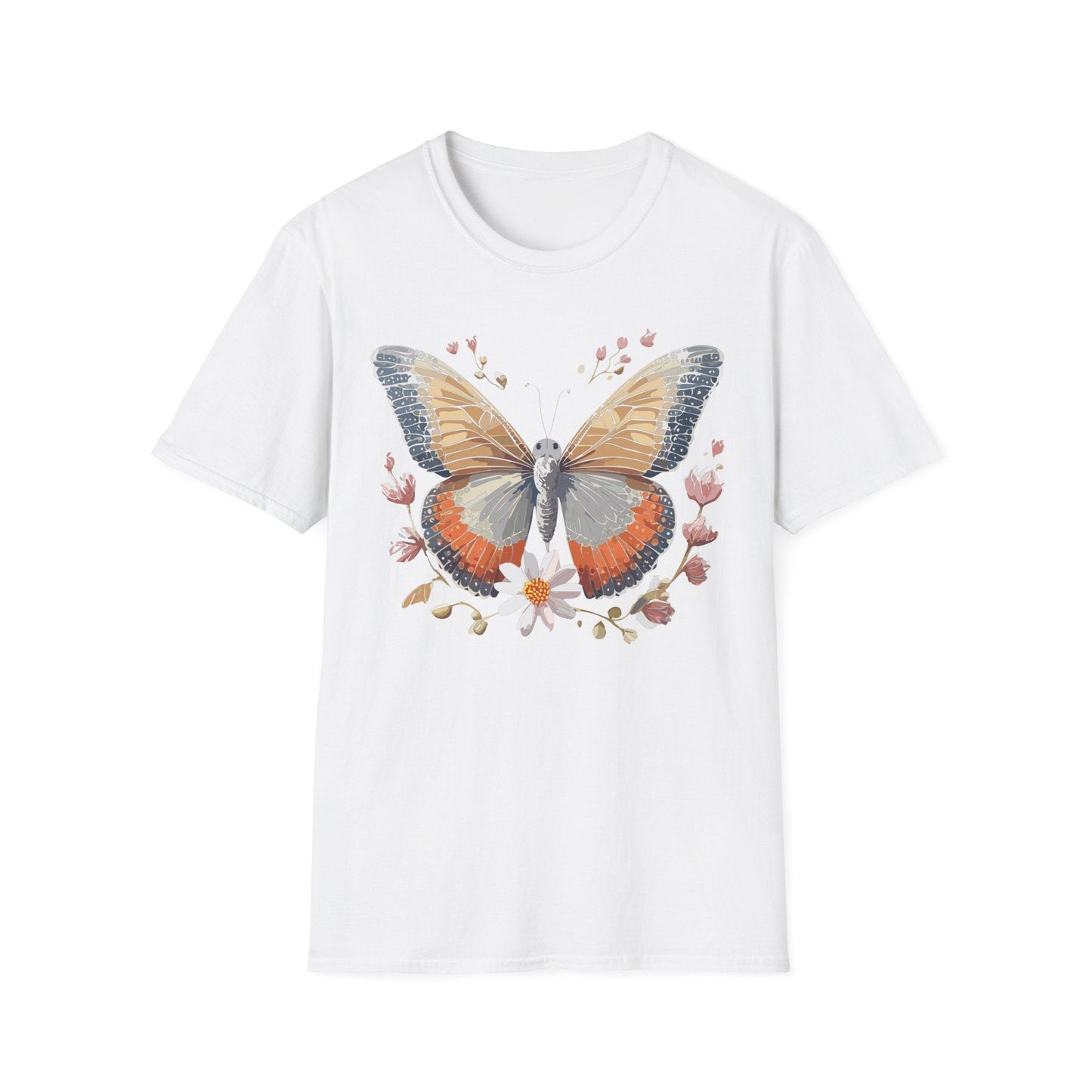 Unisex Butterfly T Shirt Softstyle Gildan 64000 Comfortable Durable Tee For Everyday Wear