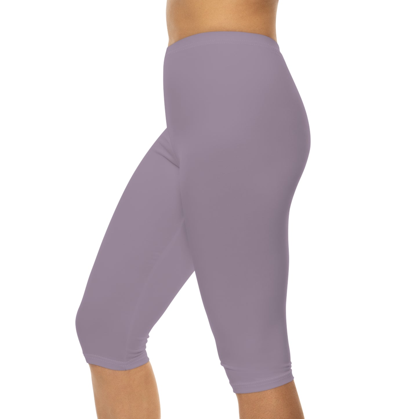 Mauve Ash Color Women's Brushed Suede Poly Span Casual Capri Leggings XS-2XL