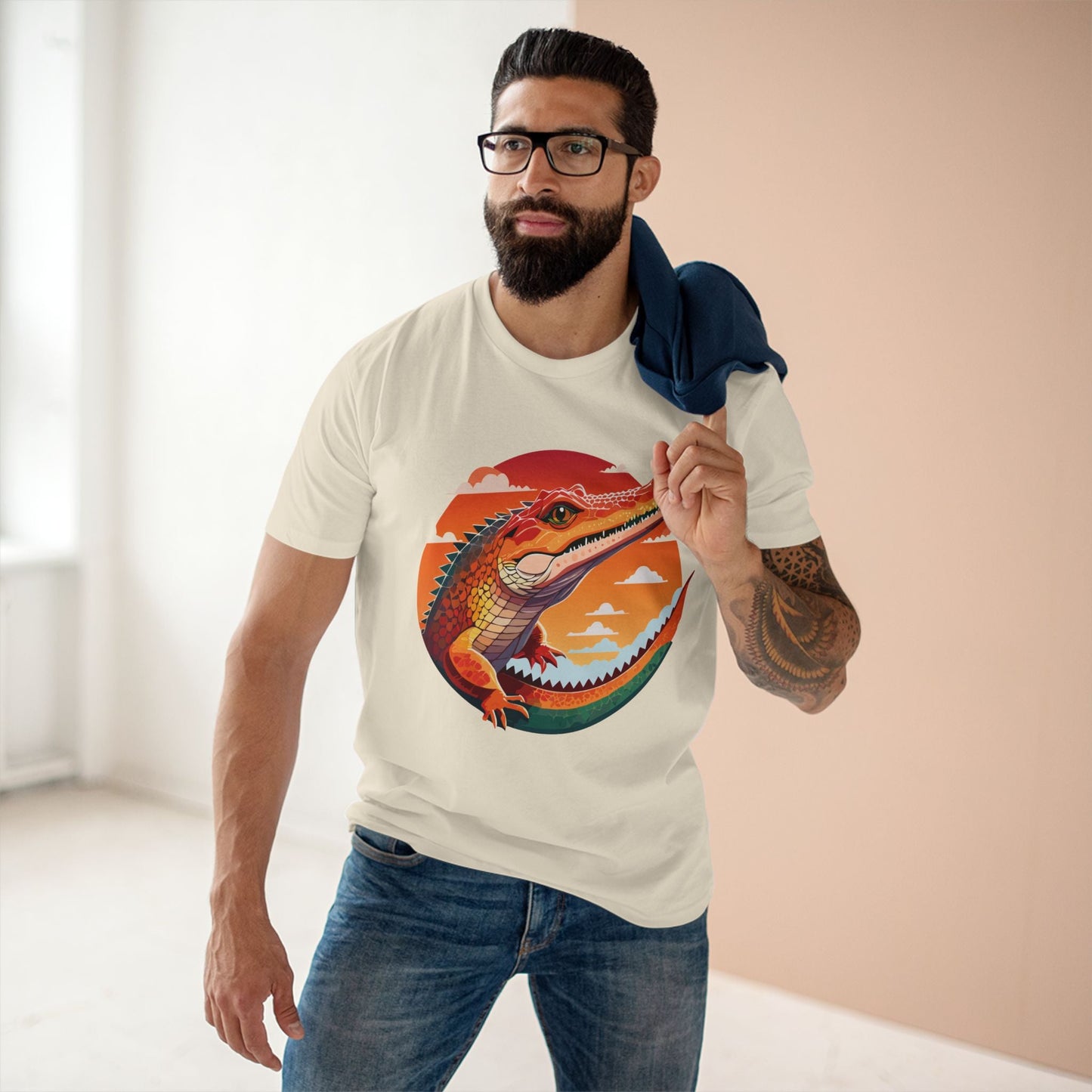 Unisex Crocodile Shirt With Original Art Design Premium Cotton Tee From Retro2Nova Art Collection Soft Breathable Graphic