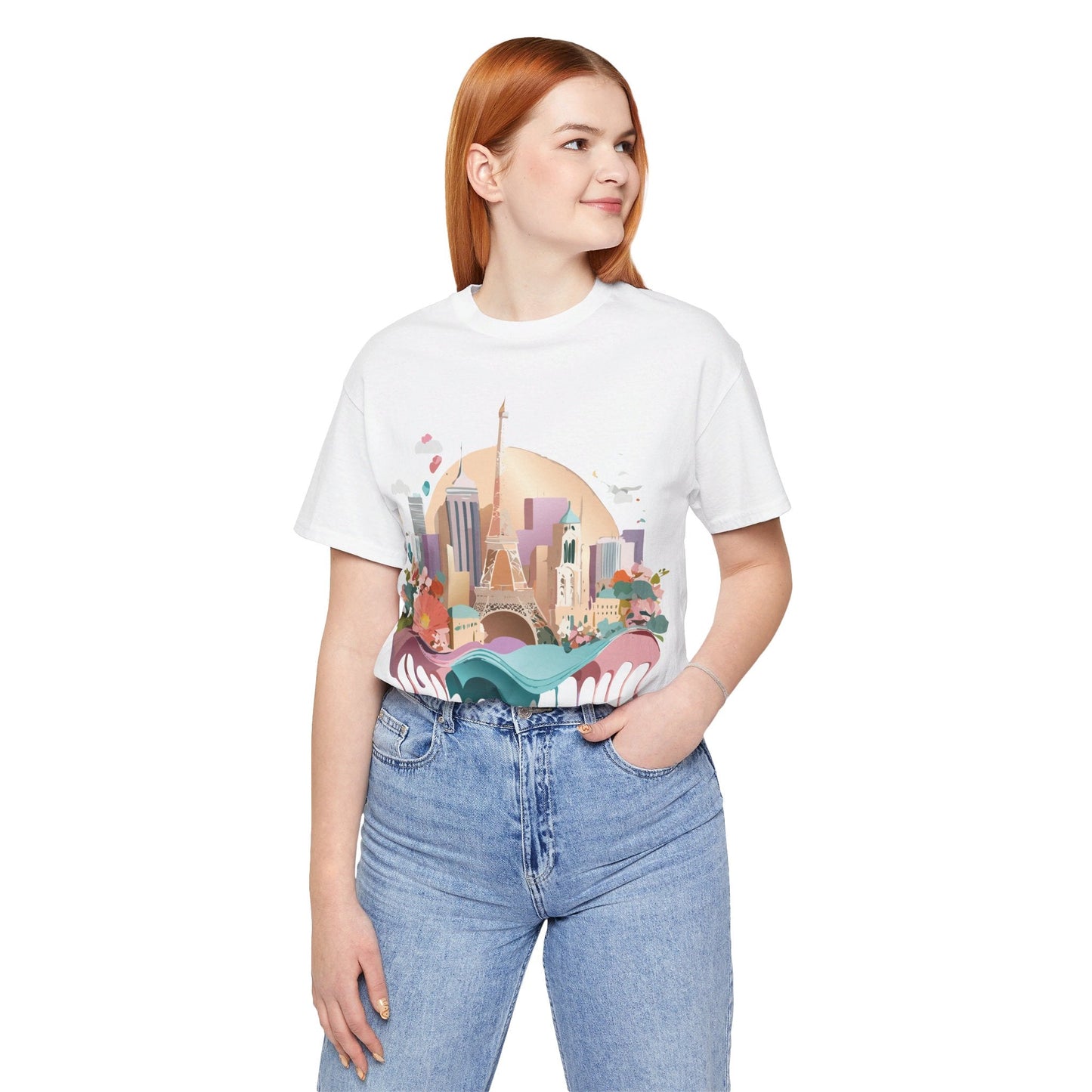 Tourist Shirt With Paris Graphic Tee Unisex Jersey Short Sleeve Art Design Adelpha Vintage Inspired