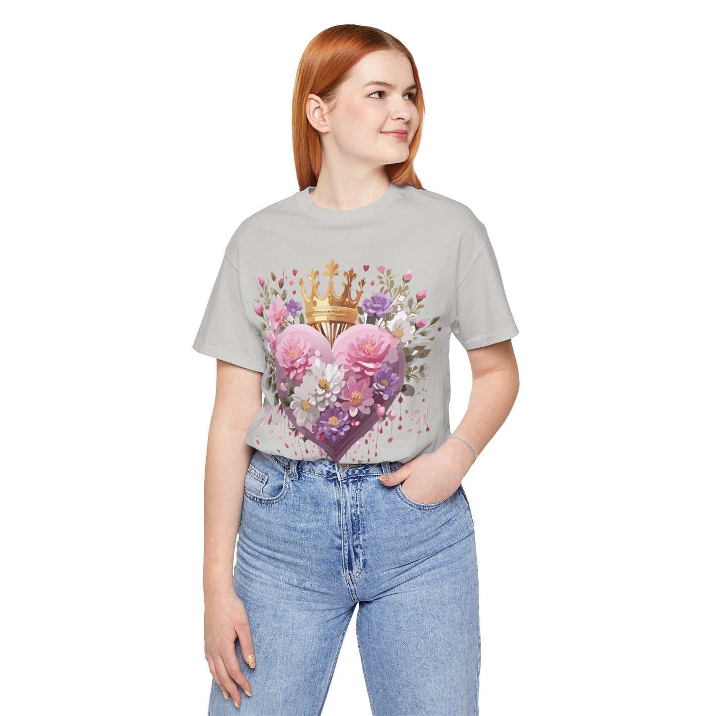 Valentine Day Graphic Unisex 100 Cotton Vintage Artwork with Love and Flower Design Tee 2
