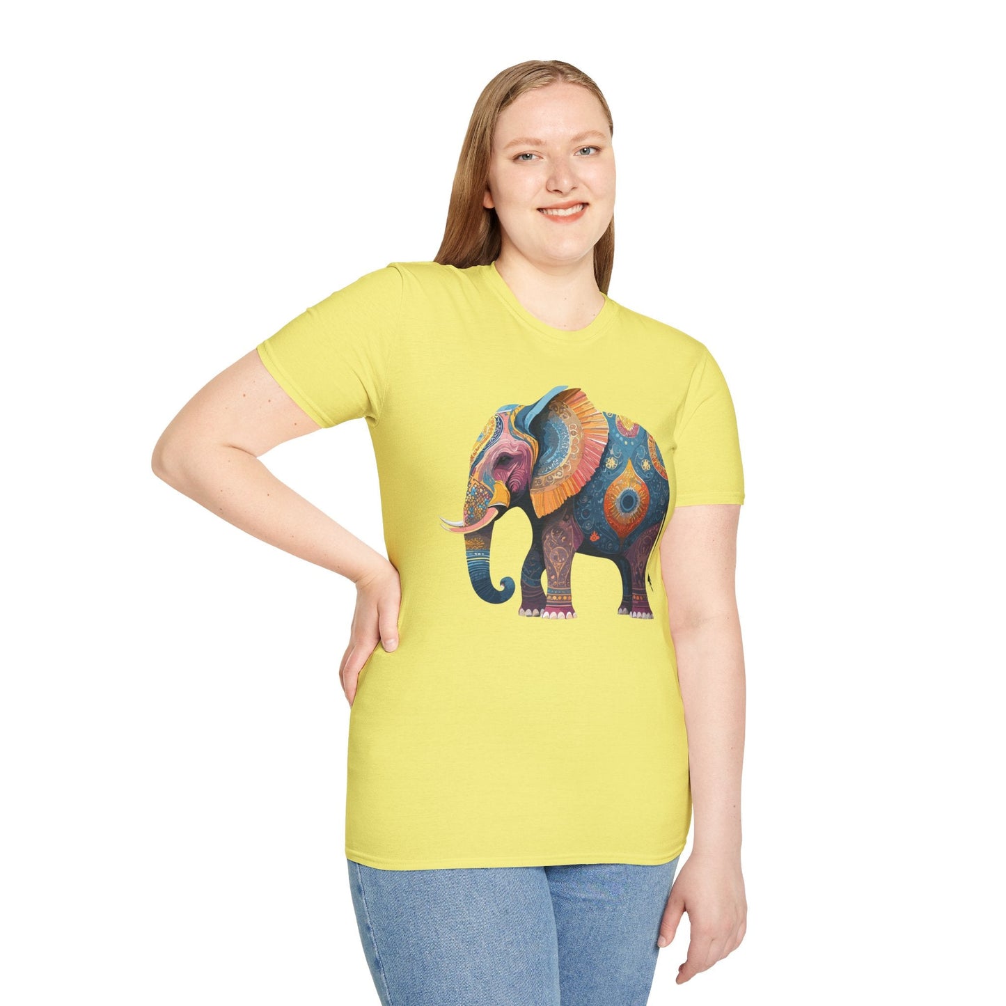 Elephant T Shirt Unisex Gildan Softstyle 64000 Tee With Animal Elephant Graphic Artwork