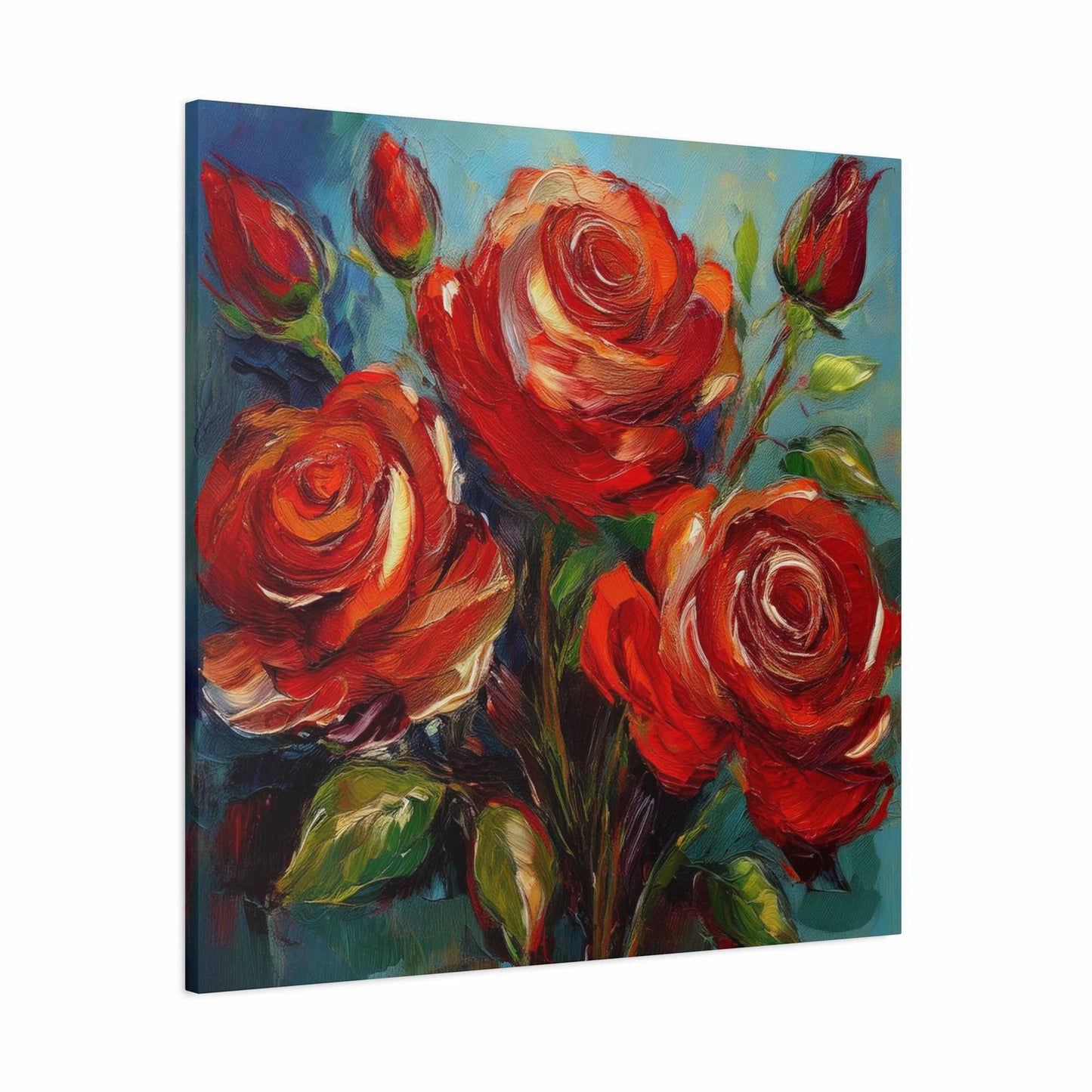 Red Roses Print Canvas, Roses Oil Paint Print 20x20, 24x24, 30x30, 32x32, 36x36, Floral Art Design Print Non-Frame MC-23