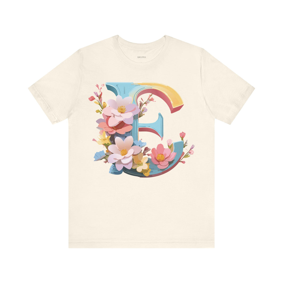 Letter E Graphic Unisex Cotton Bella+Canvas Tee with Art Letter Design
