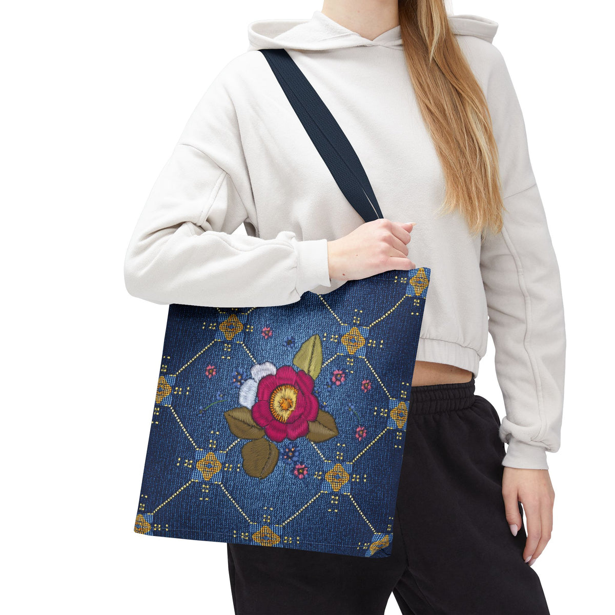 Denim Fabric Imitation Print Unisex Canvas Bag Poly Spun 3 Sizes Tote Bag 160