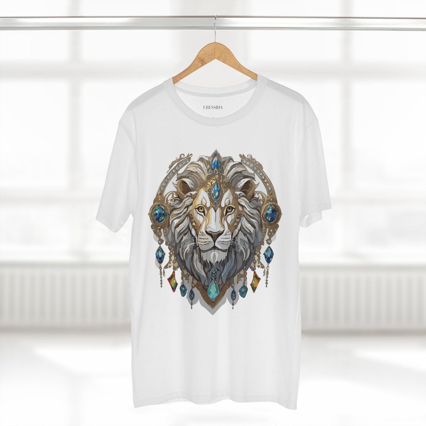 Lion Graphic Unisex 100 Cotton Tee With Unique Animal Golden Medallion Art Design 58