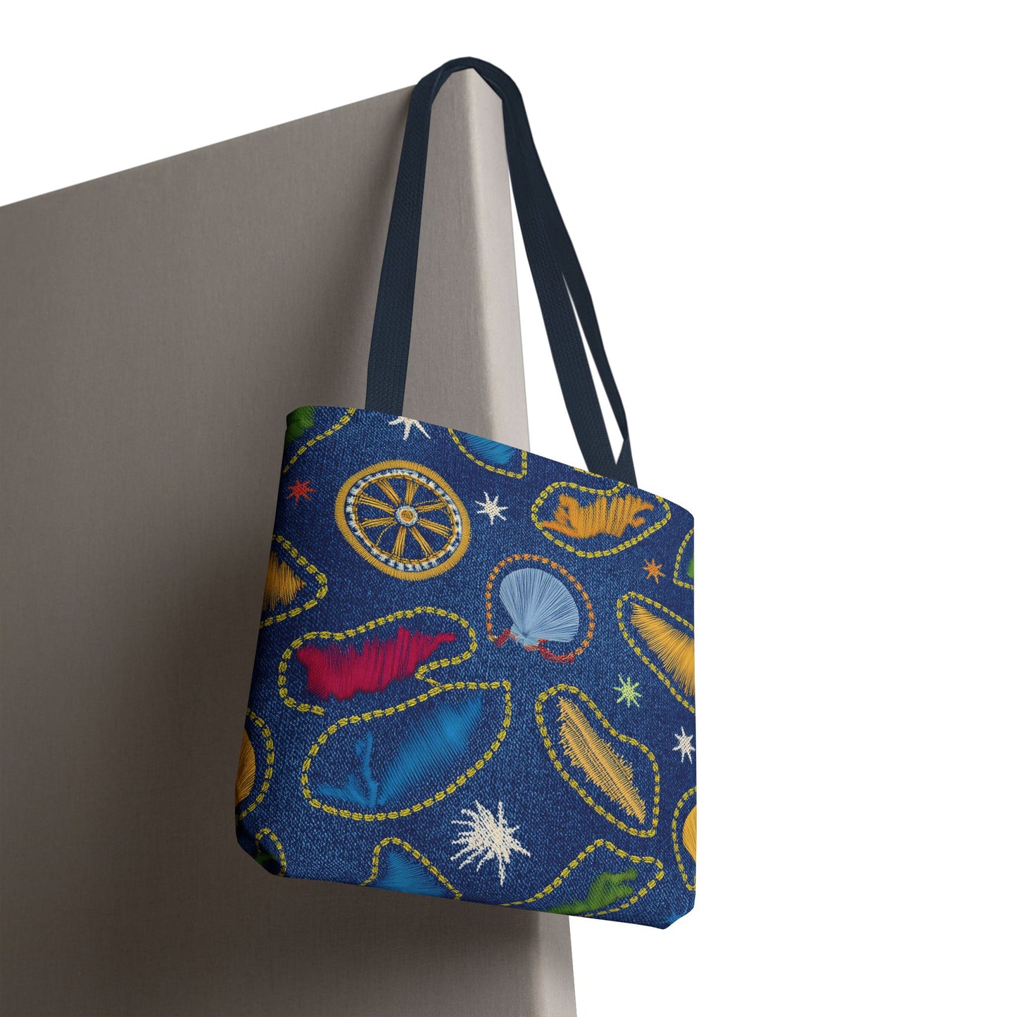 Denim Fabric Imitation Print Unisex Canvas Bag Poly Spun 3 Sizes Tote Bag 182