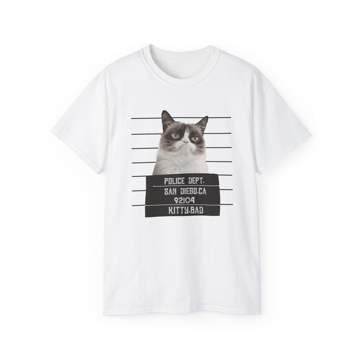 Mugshot Cat Shirt police lineup kitty graphic tee | Funny Cat Mugshot T-Shirt