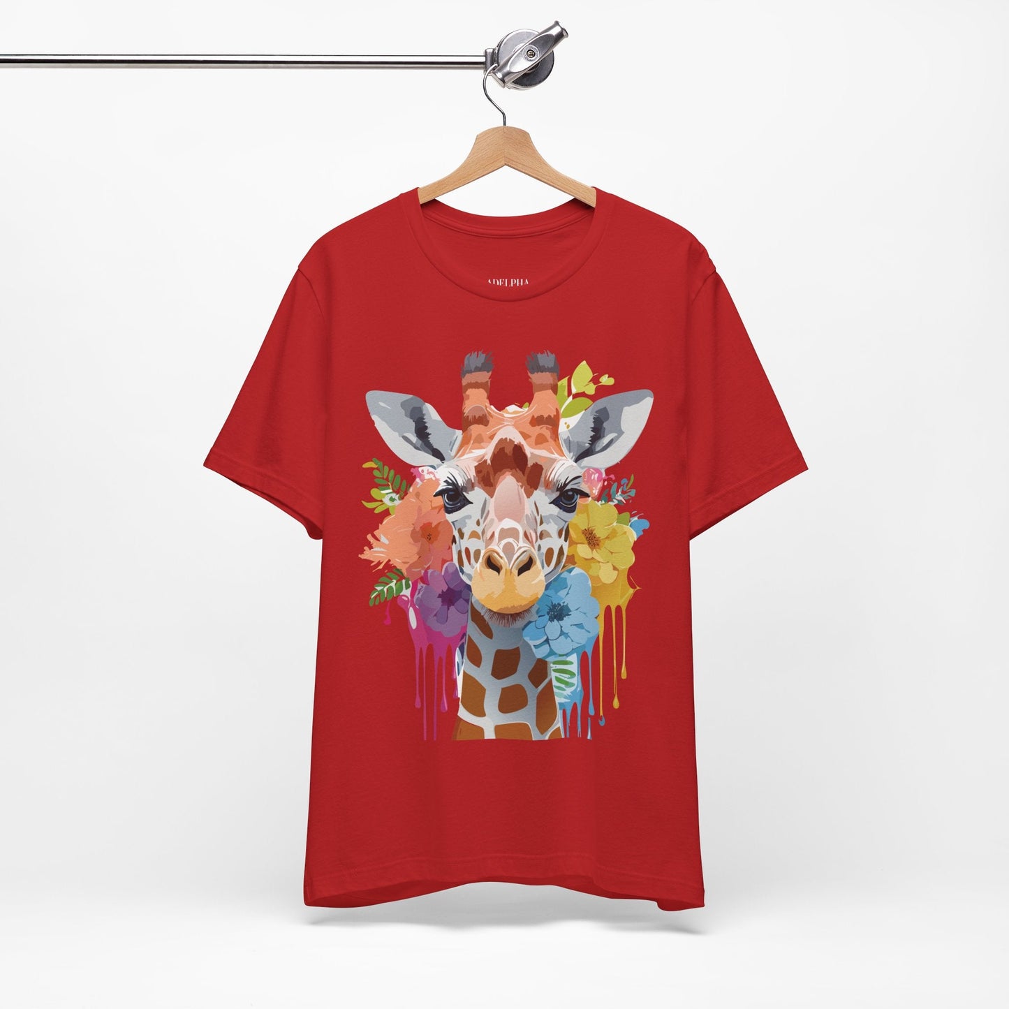 Giraffe Graphic Tee By Adelpha Unisex Vintage Inspired Art Design Short Sleeve Jersey Shirt