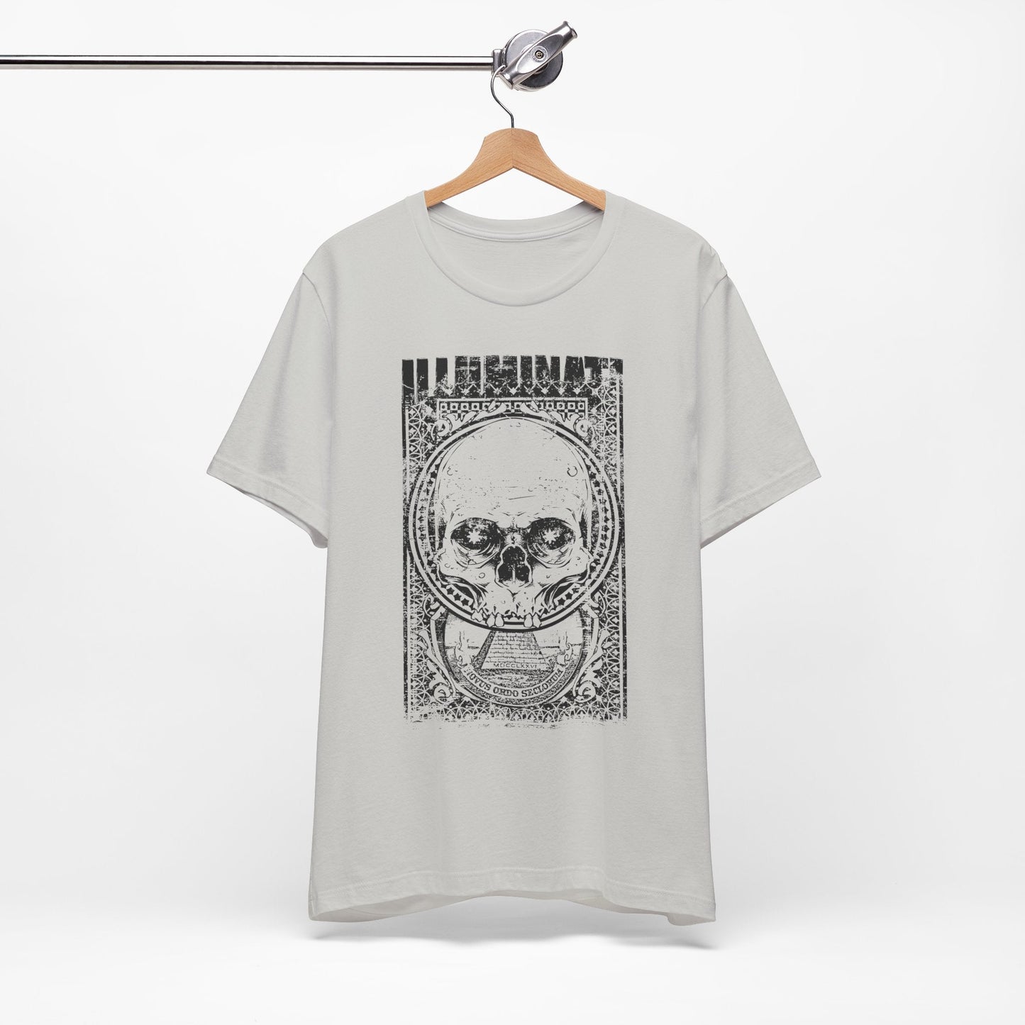 Skull Circle Graphic T-Shirt Vintage Etching Illustration Art Design Tee A-9