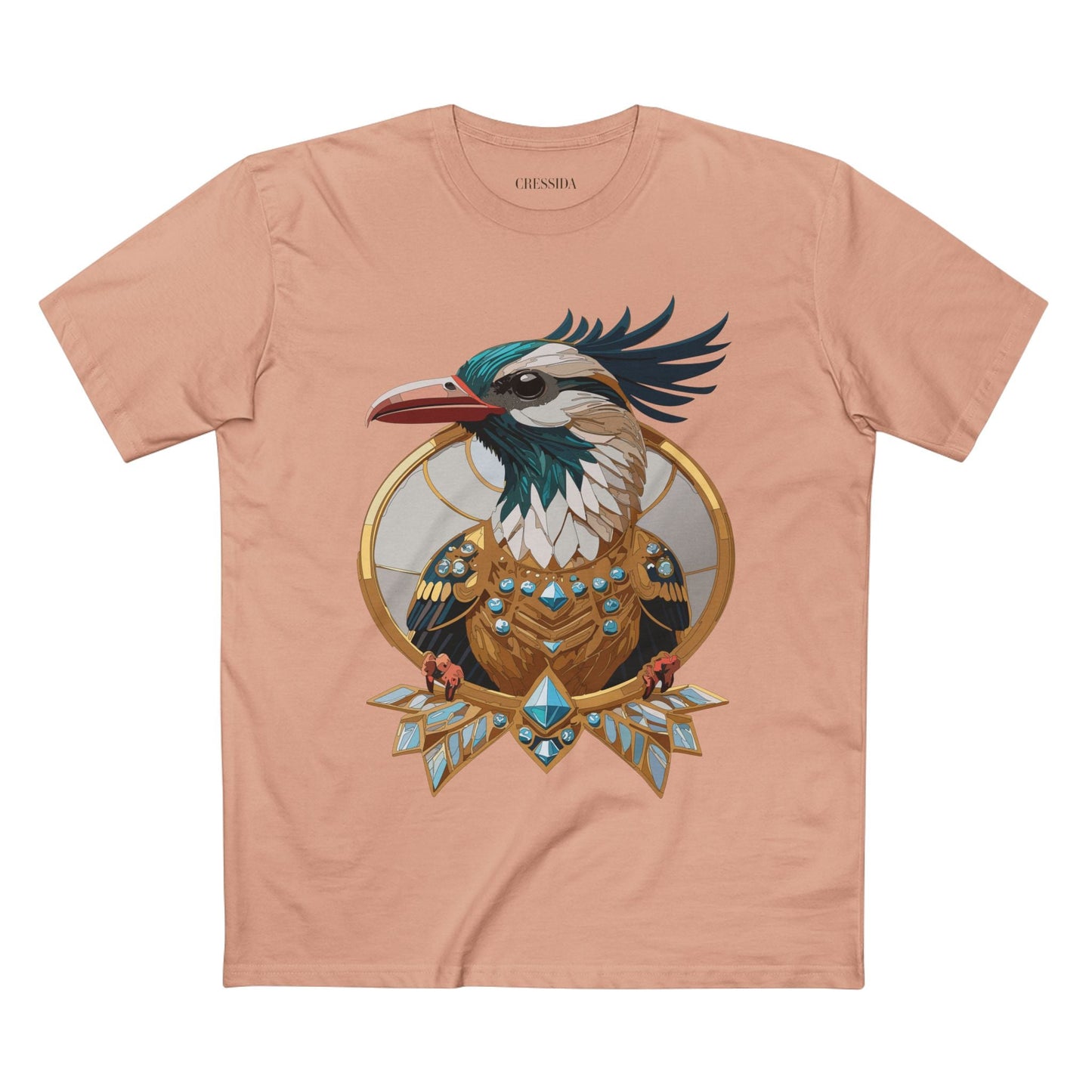 Bird Graphic Unisex 100 Cotton Tee With Unique Animal Golden Medallion Art Design 19