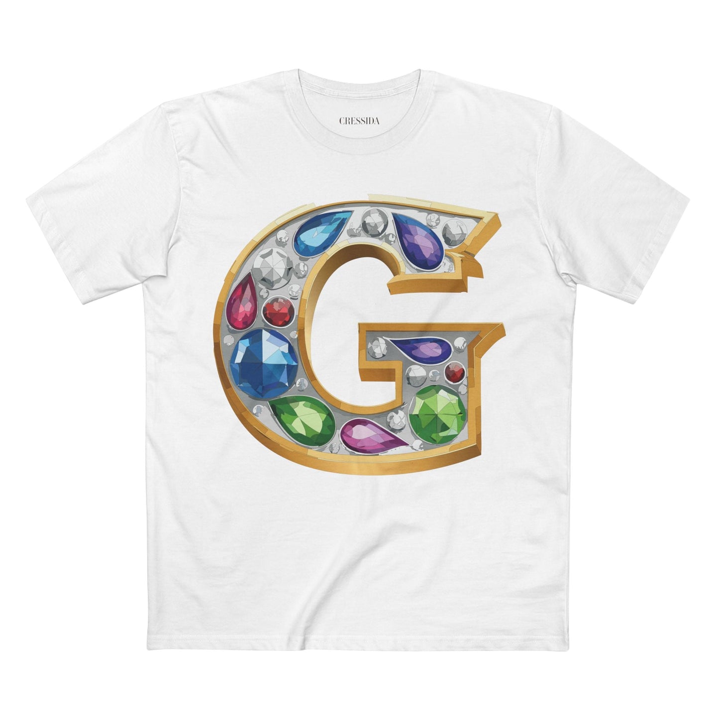 Letter G Graphic Design Tee Unisex 100 Cotton With Antique Gold Letters Artwork T-Shirt