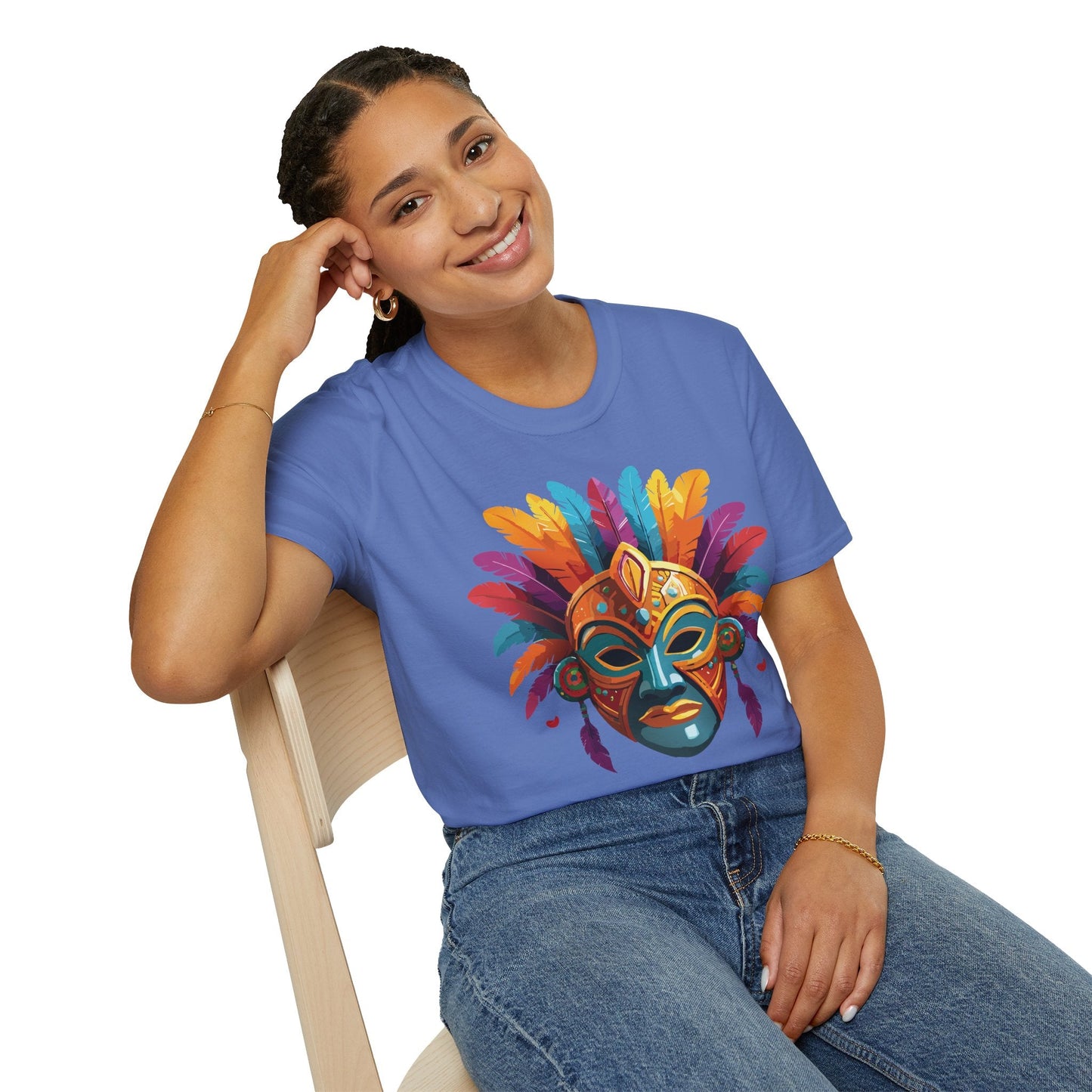Mask Graphic Unisex Cotton Masquerade Design Artwork Tee 7
