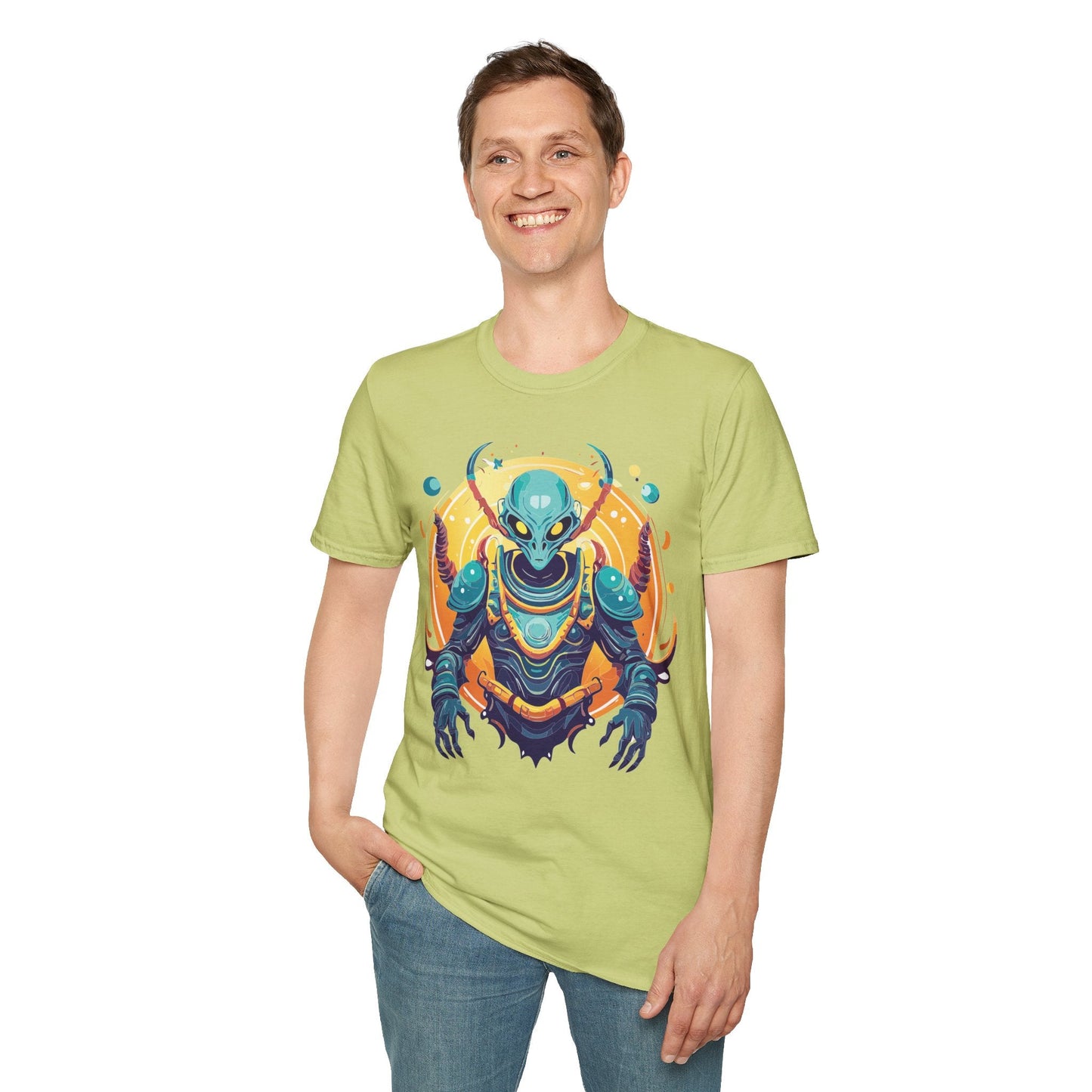 Alien Graphic Unisex Cotton Softstyle UFO Artwork Tee 16