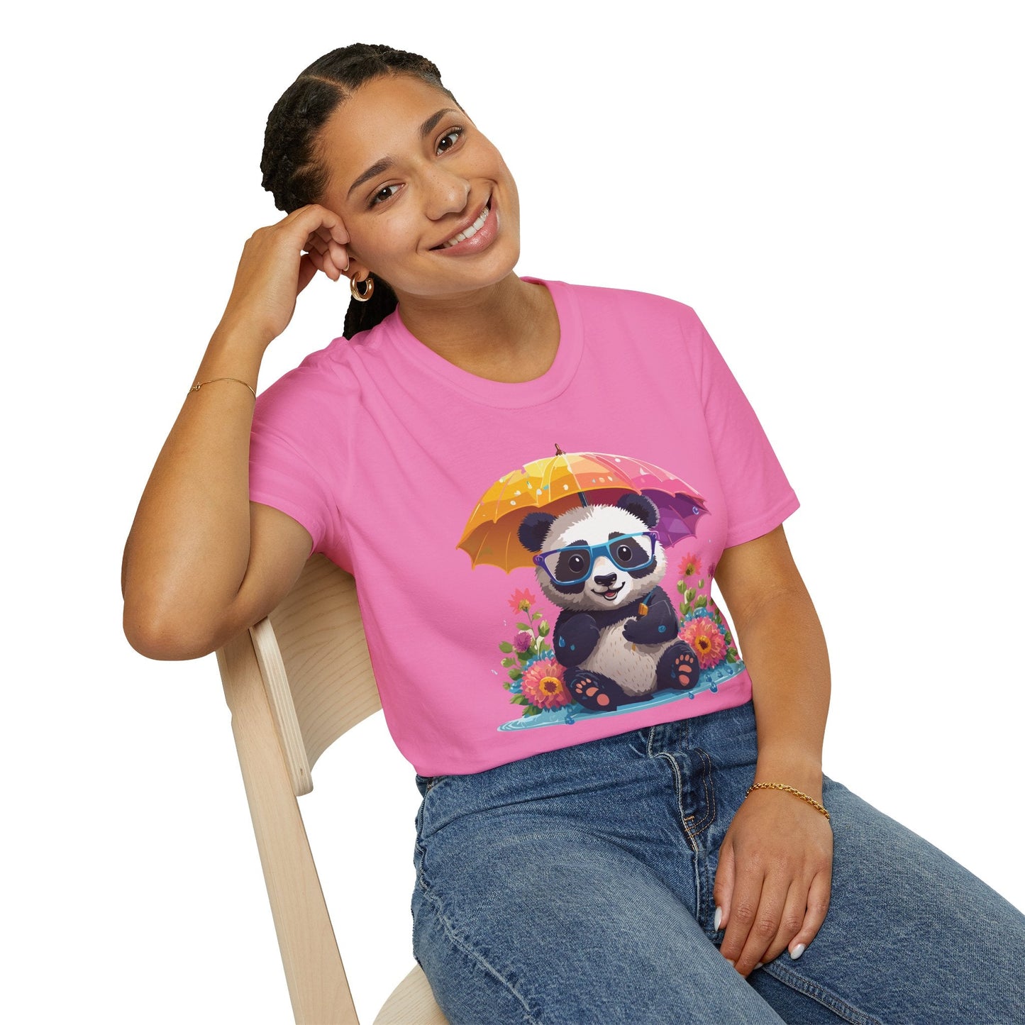 Unisex Panda Shirt Softstyle Tee 100 Percent Ring Spun Cotton Comfortable Animal Tee
