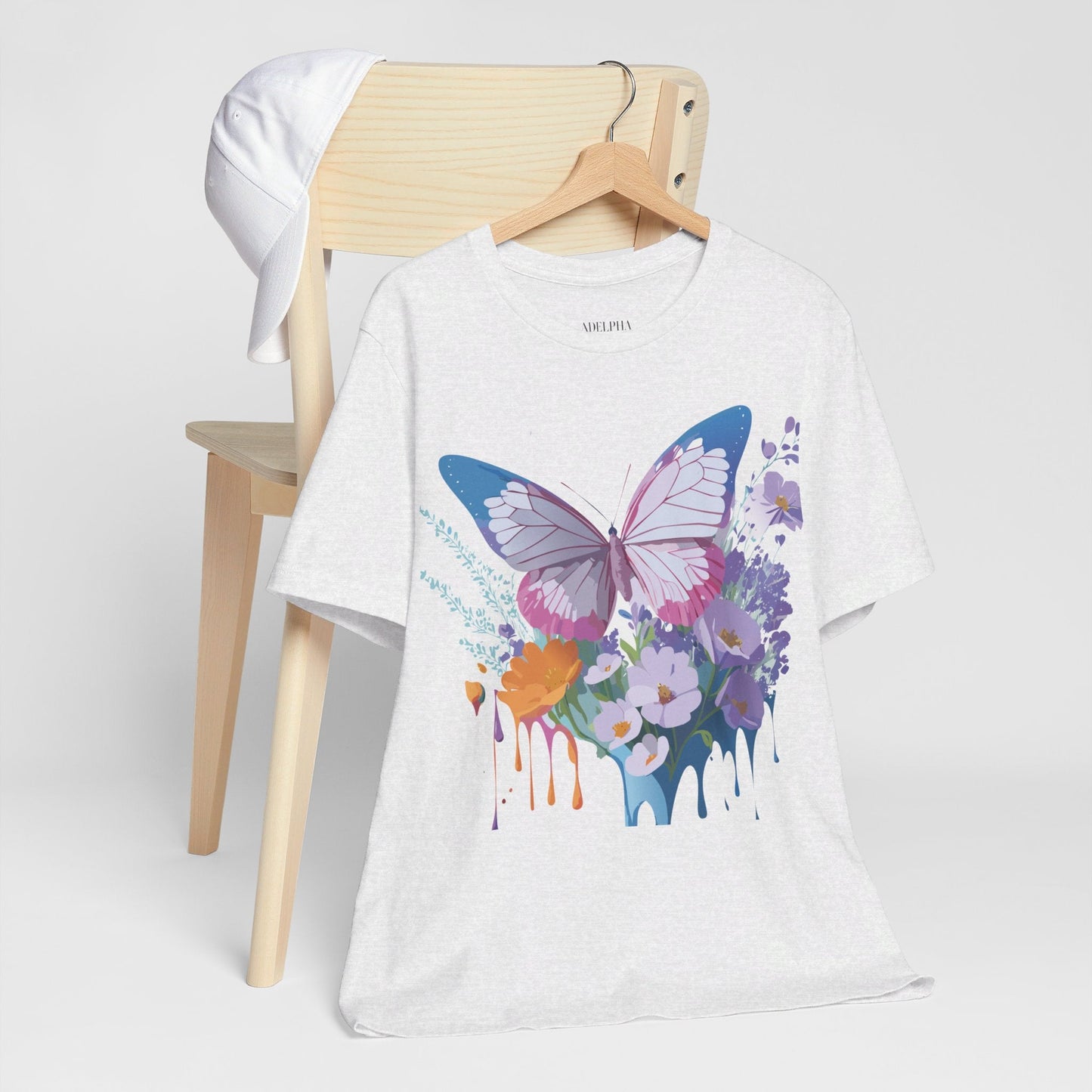 Butterfly Graphic Unisex 100 Cotton Lightweight Vintage Floral Design Jersey Tee 1
