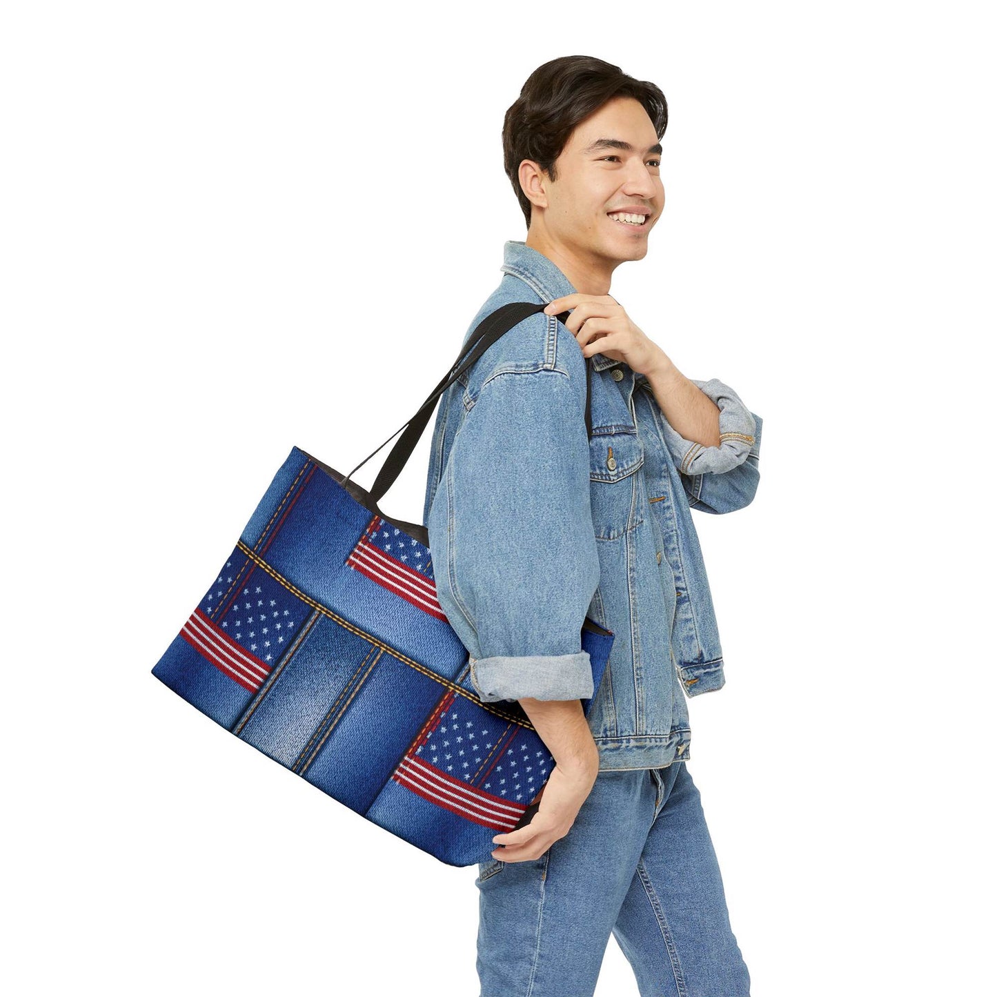 4th of July Denim Color Imitation Print Unisex  Yoga Bag  Spun Poly 24x13 Canvas Bag 70