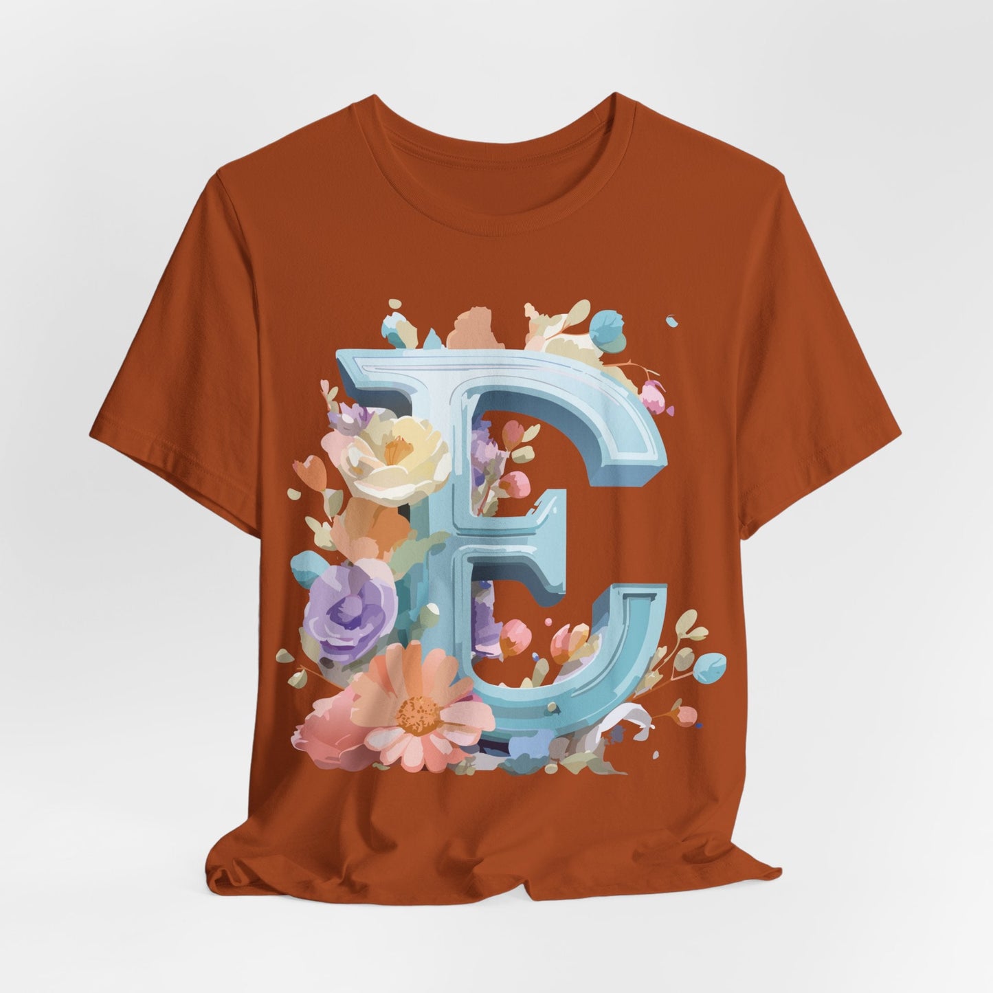 Letter E Graphic Tee Unisex Vintage Inspired Art Design Adelpha Short Sleeve Shirt