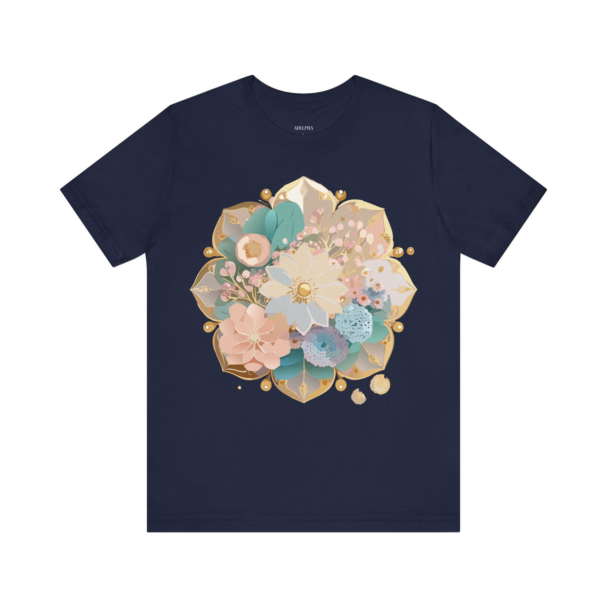 Mandala Graphic Unisex Cotton Bella+Canvas Tee with Floral Art Design n143