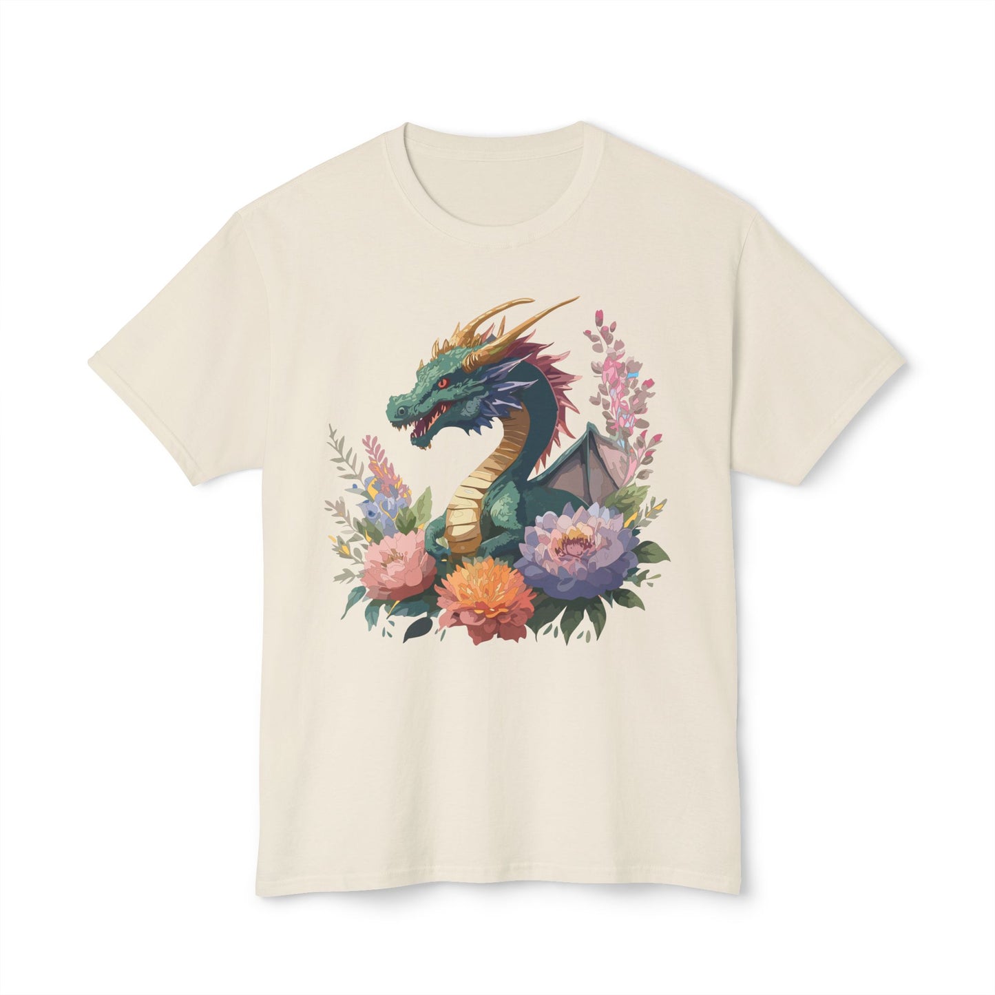 Dragon T-Shirt, Vintage Dragon Tee, Floral Tees, Dragon Art Design Shirt, Tee Shirt with Dragon 7